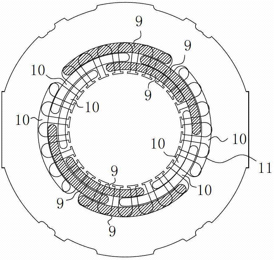 Stator winding configuration of three-phase electric motor