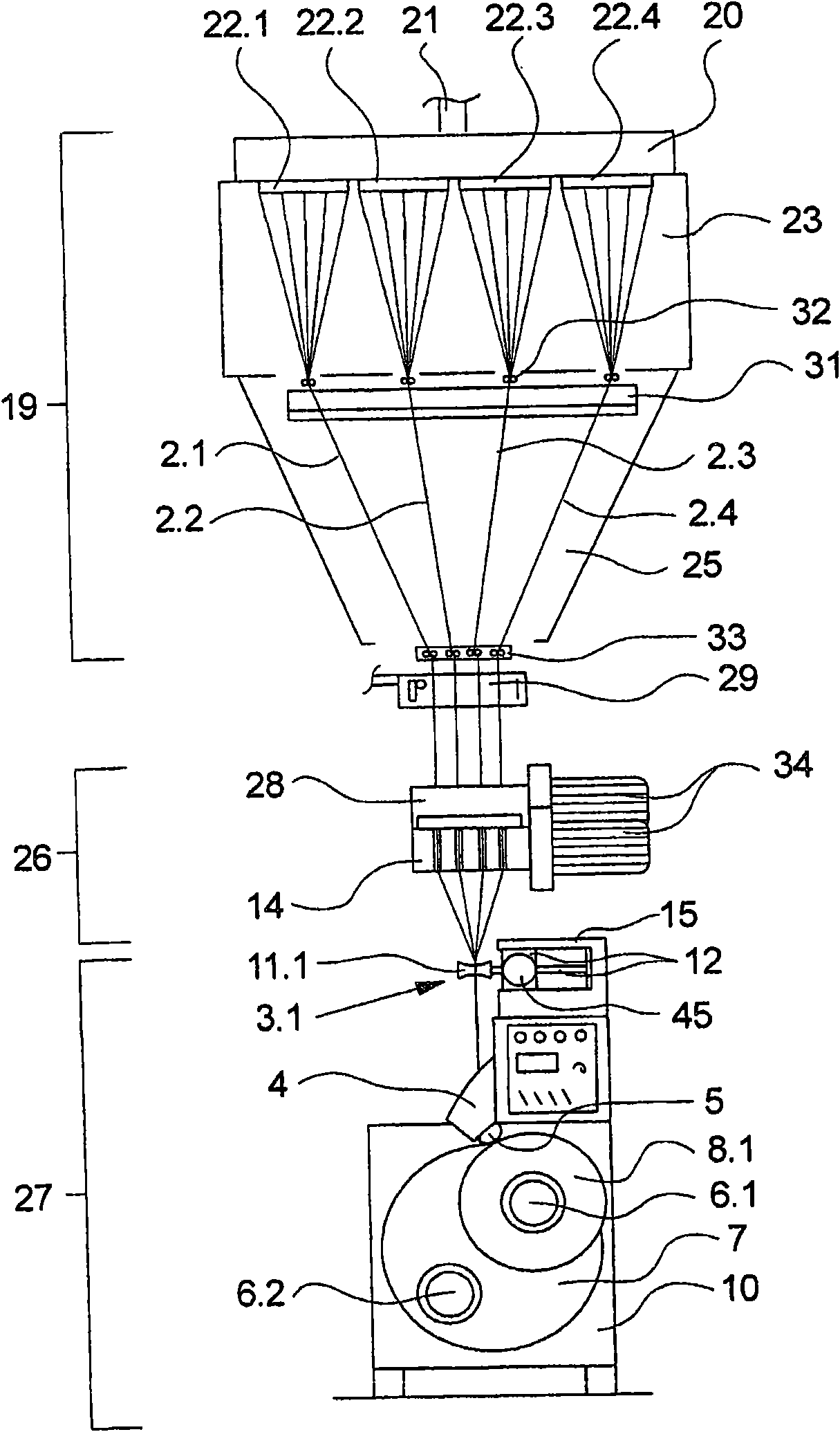 Device for melt-spinning and winding synthetic threads