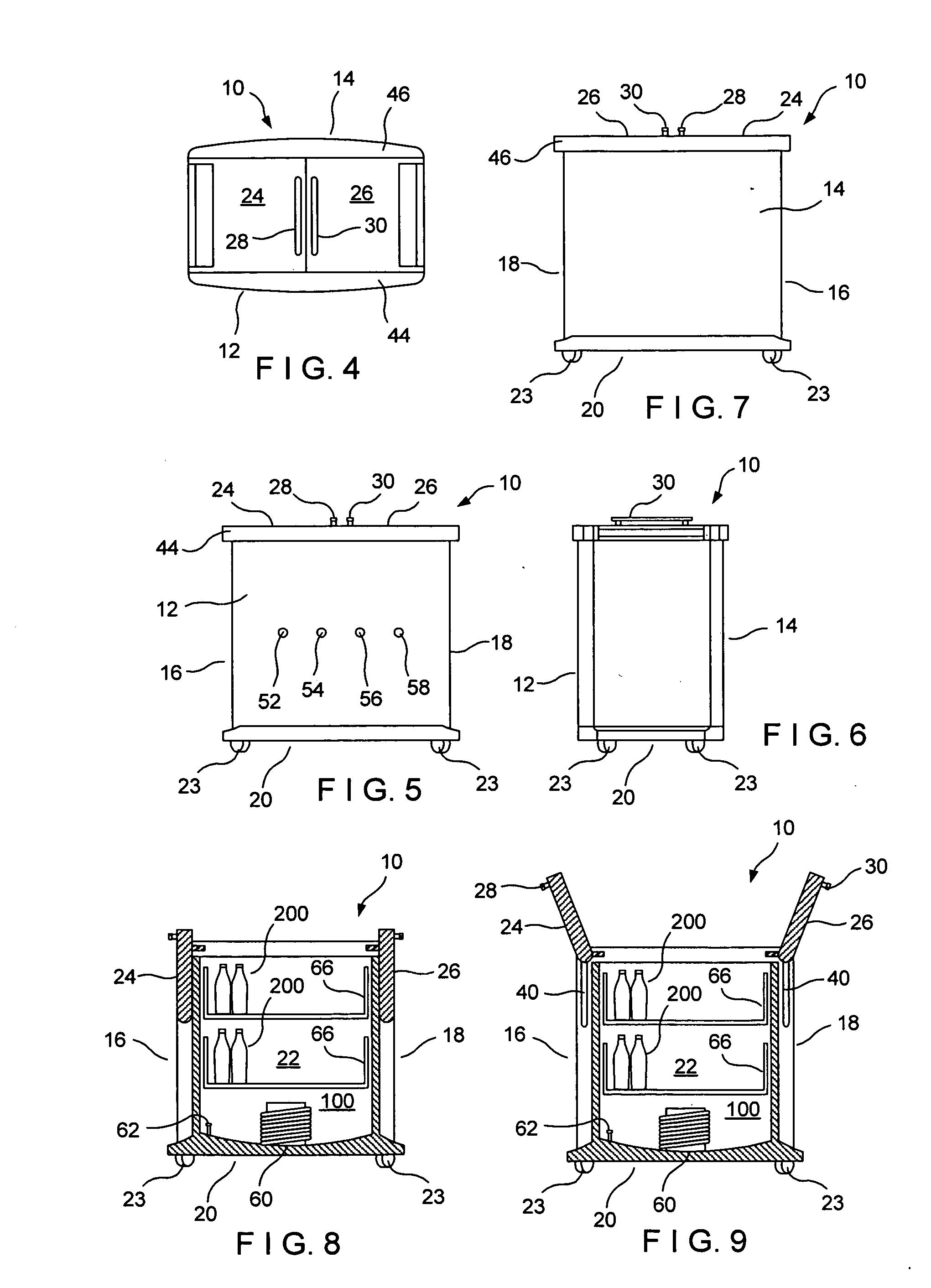 Refrigerated chest for rapidly quenching beverages and visually identifying when such beverages reach target temperature