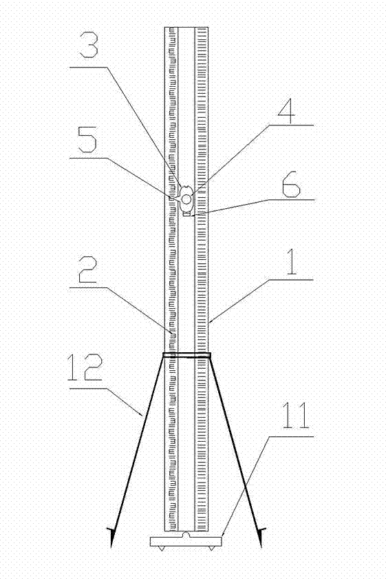 Paired type observing ruler and gauge combined composite leveling instrument