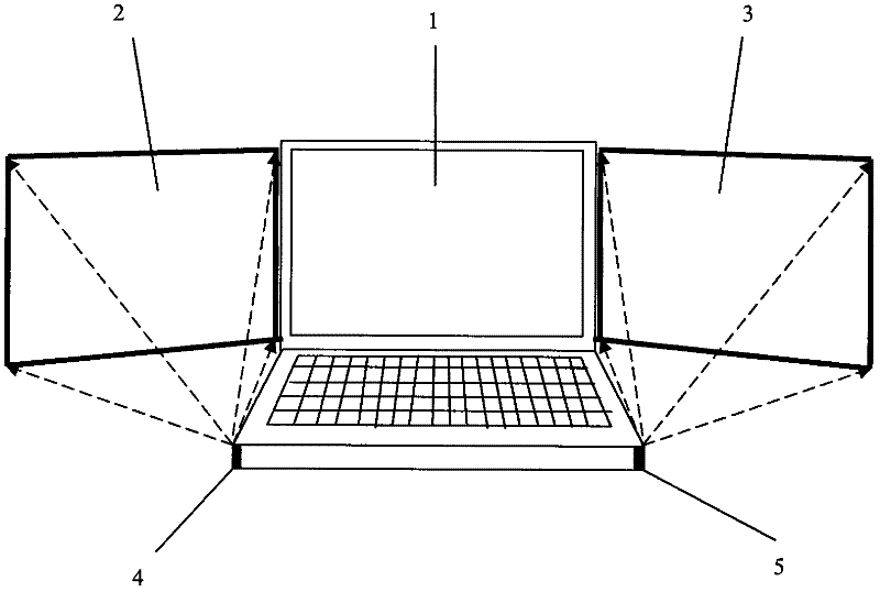 Laptop with extended screen and pico projection module