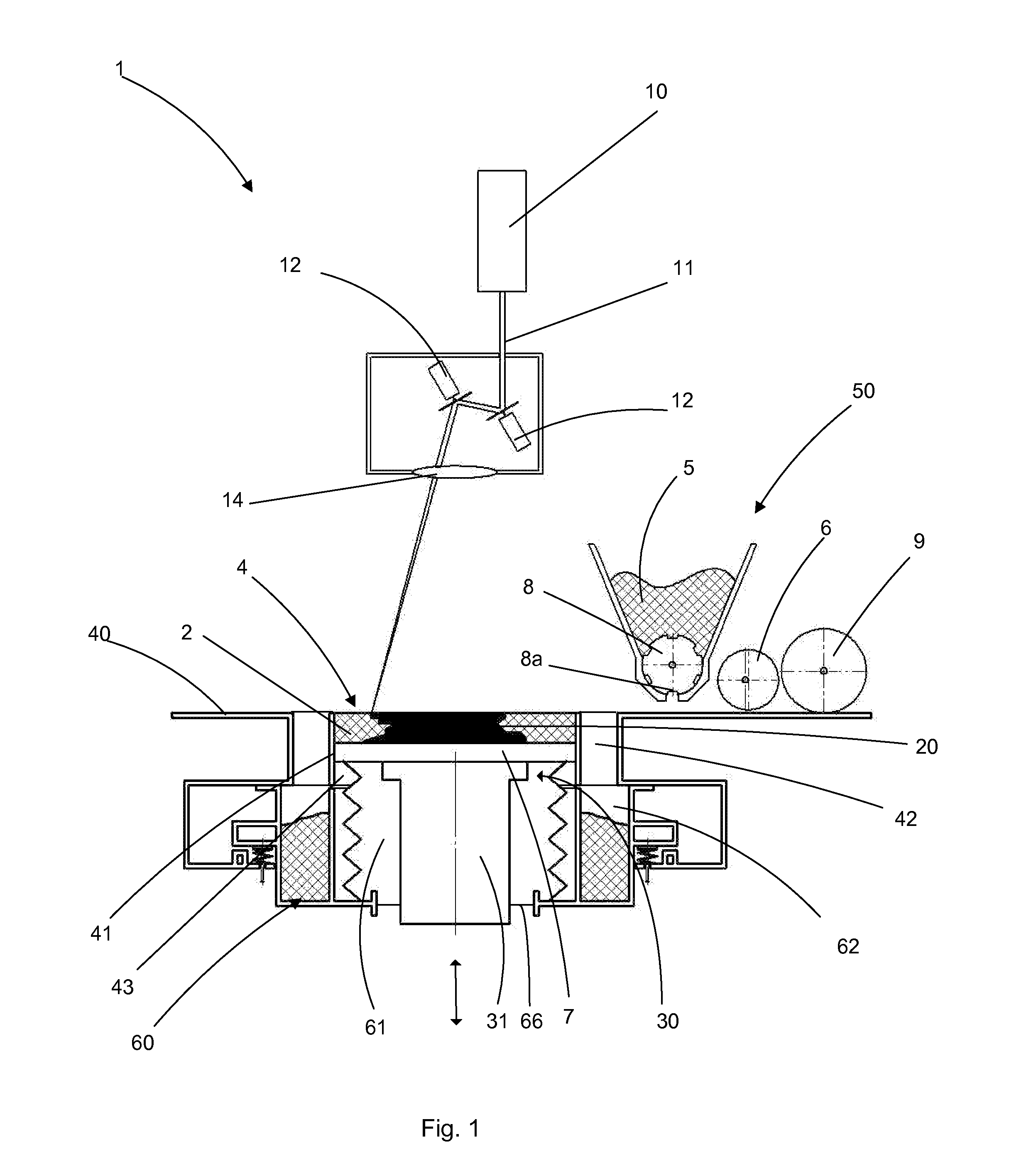 Machine and method for powder-based additive manufacturing