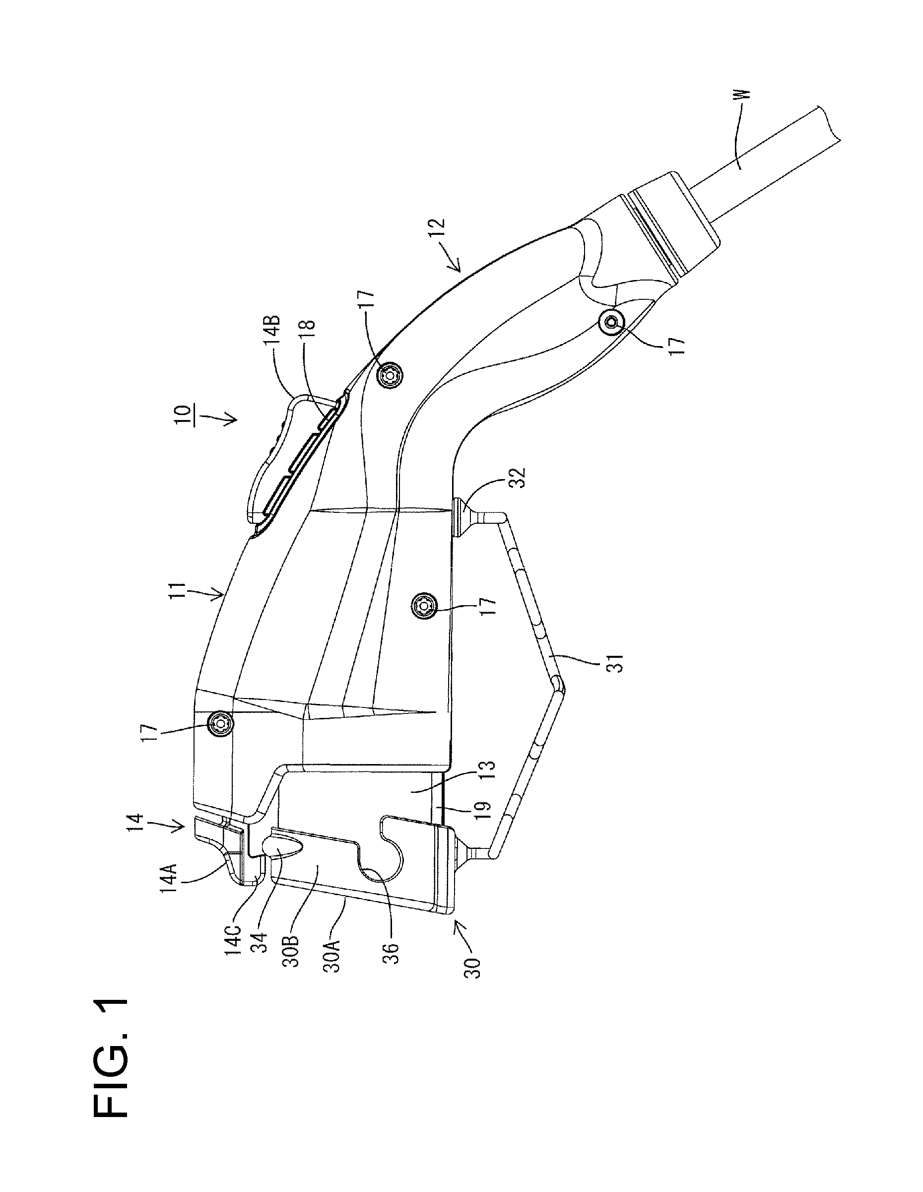 Charging connector and method of mounting it