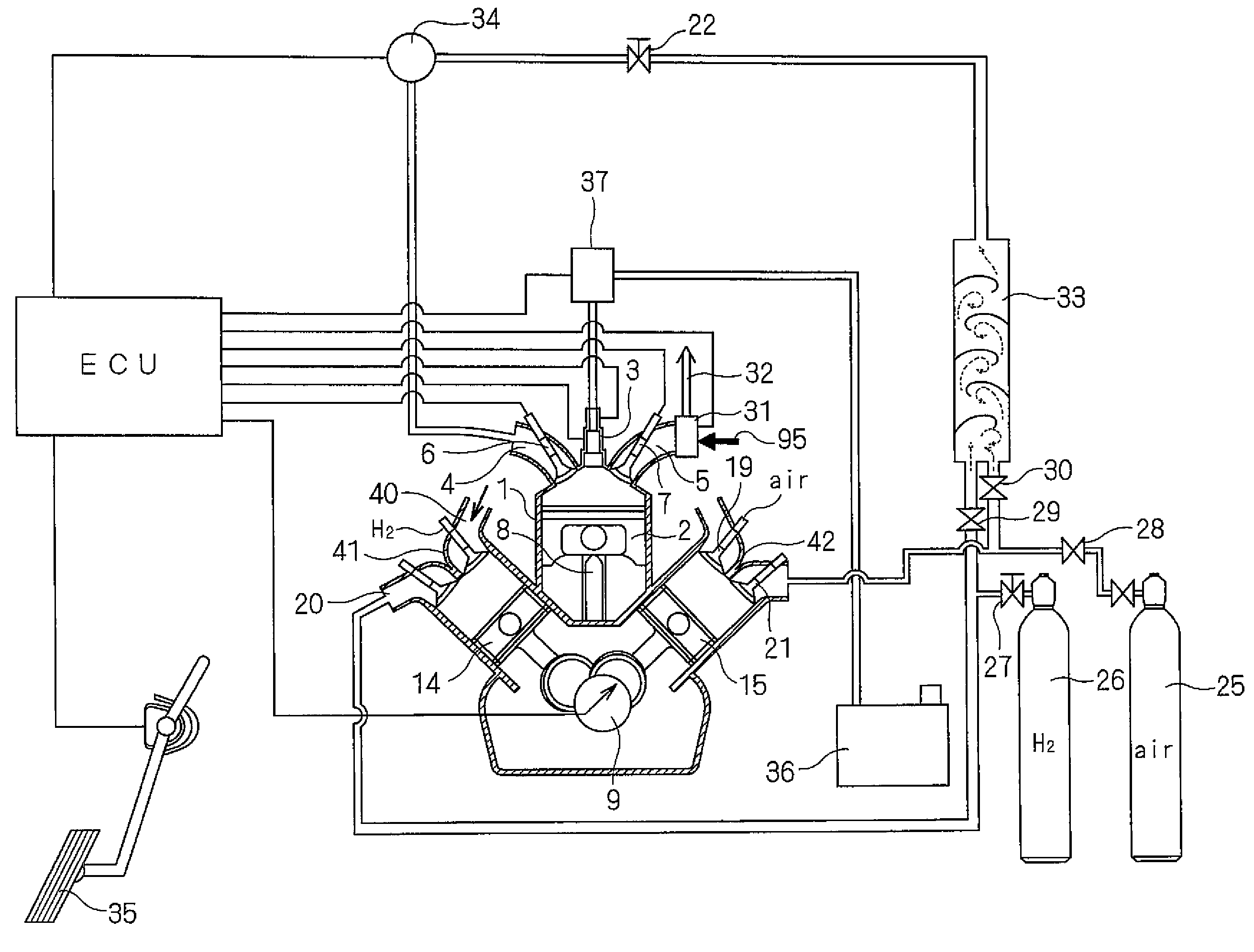 Hydrogen-only 6-stroke engine