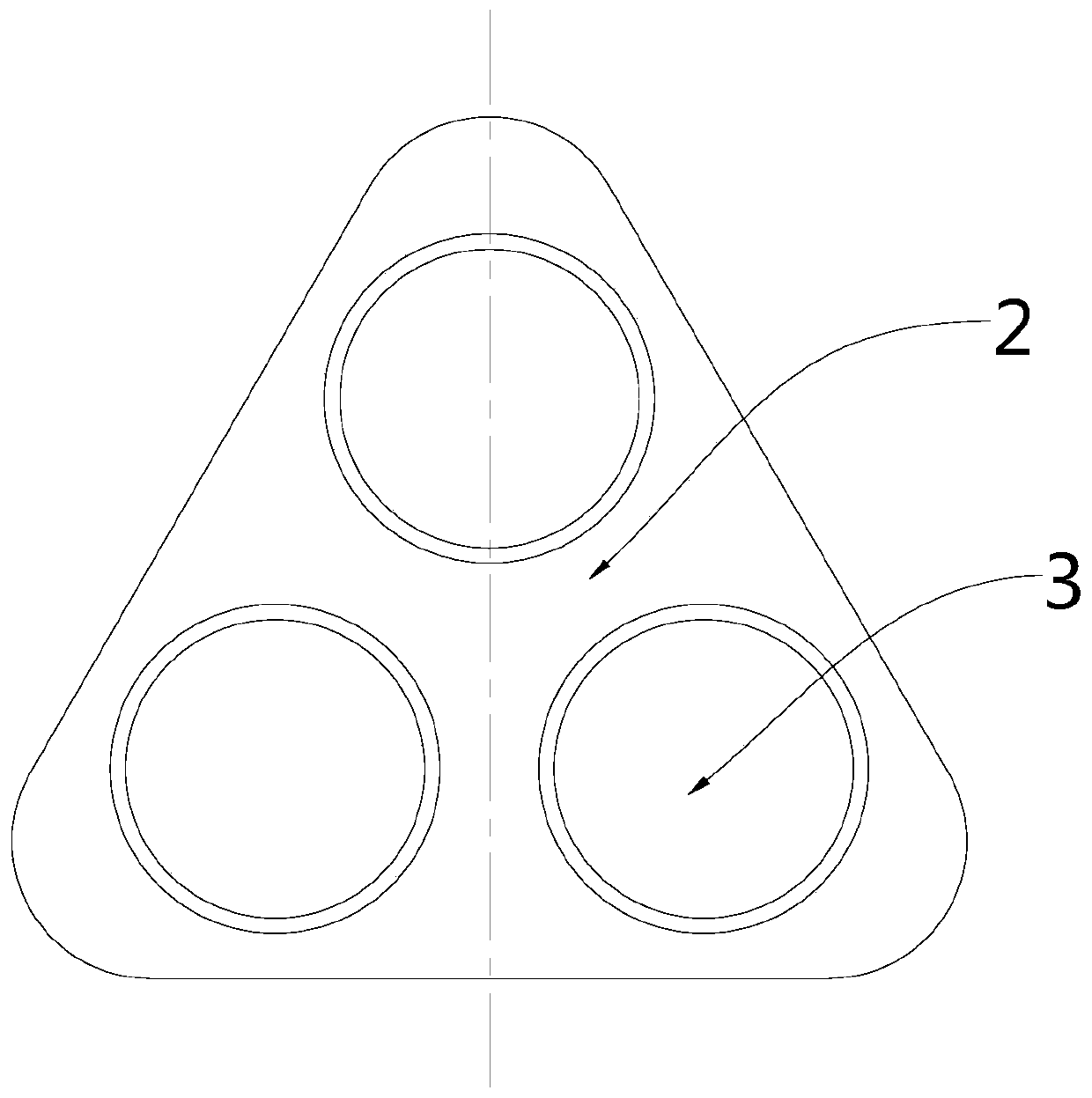 Three-lamp pole connection structure with regular triangular distribution