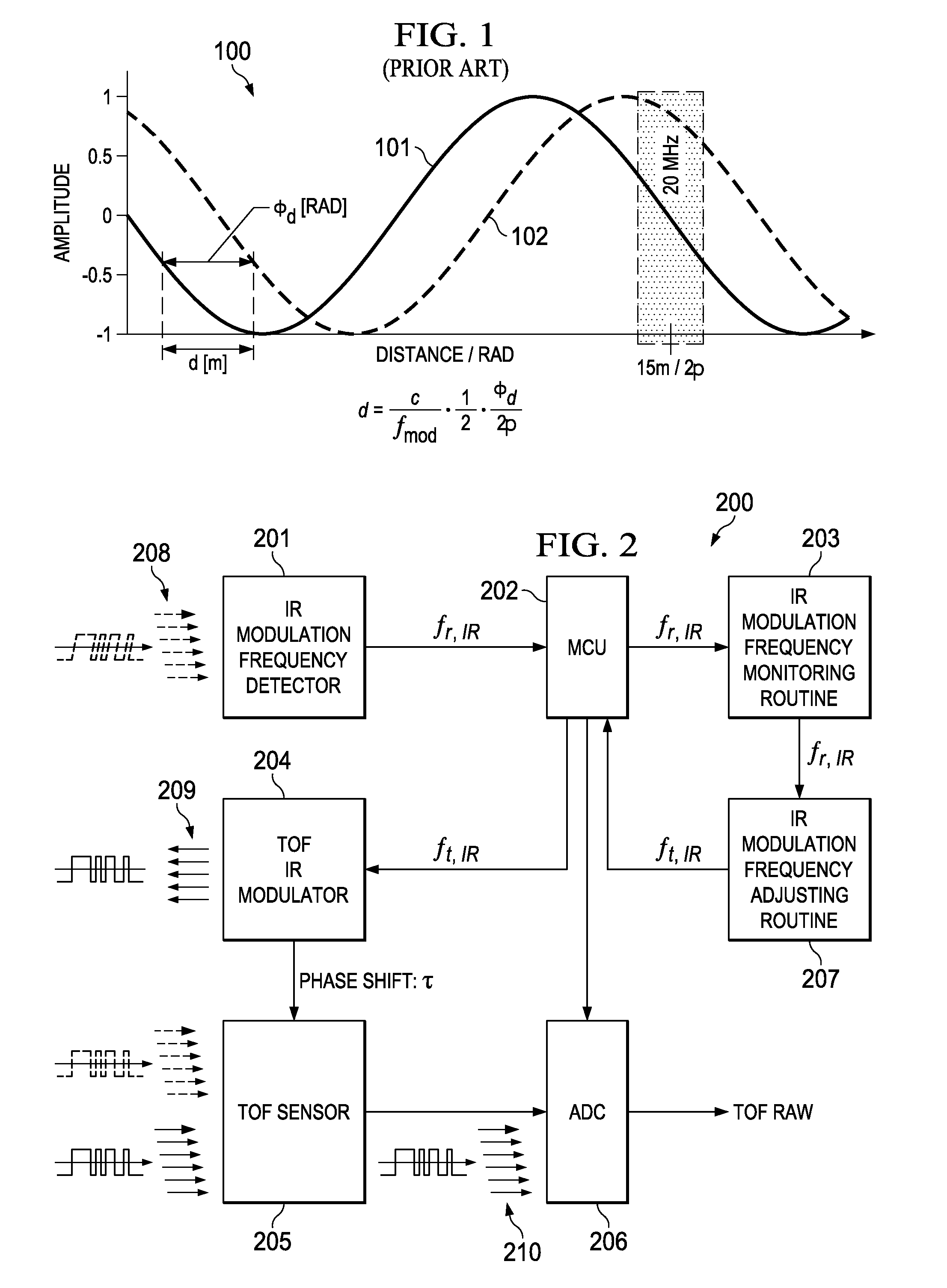 Method for time of flight modulation frequency detection and illumination modulation frequency adjustment