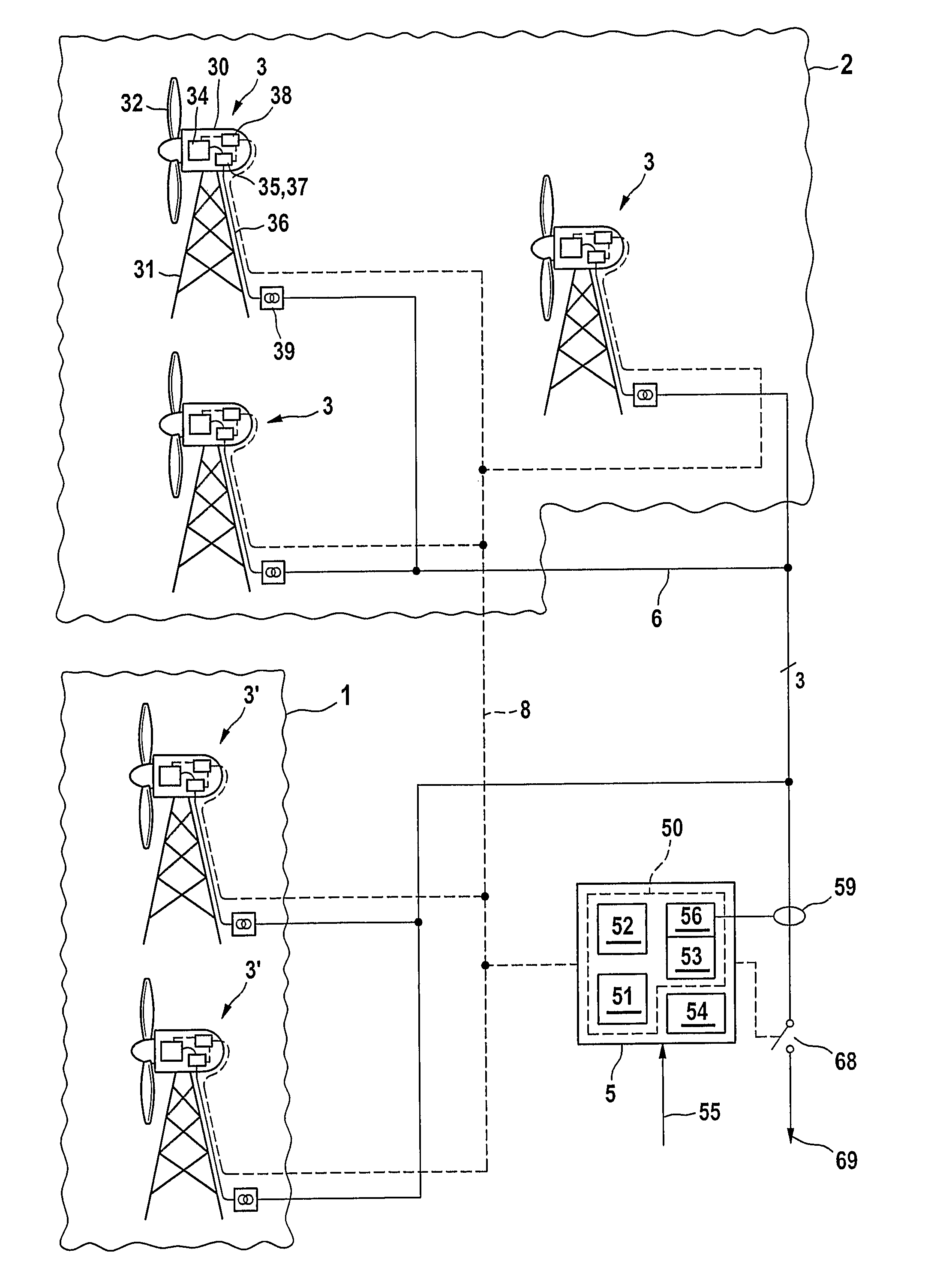 Power control of a wind farm and method thereof