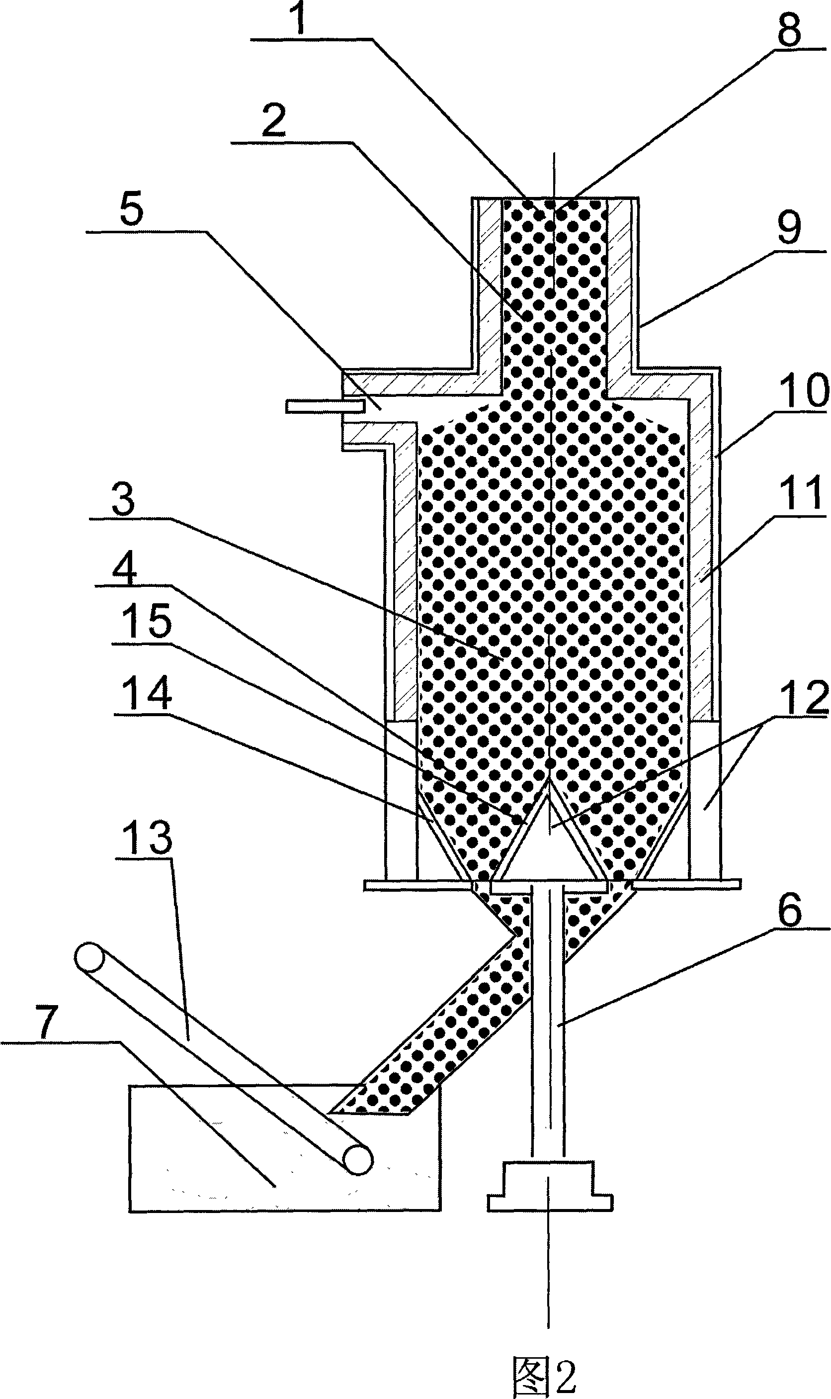 Method and vertical kiln for producing magnetic ferrous powder