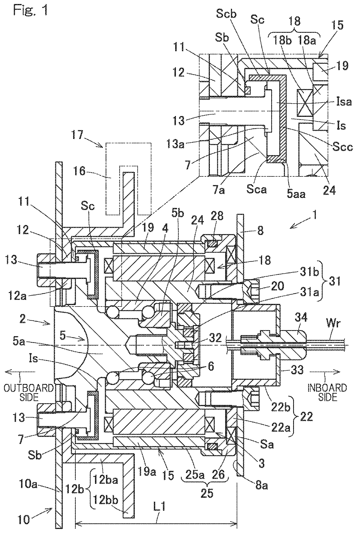 Vehicle power device and wheel bearing device with power generator