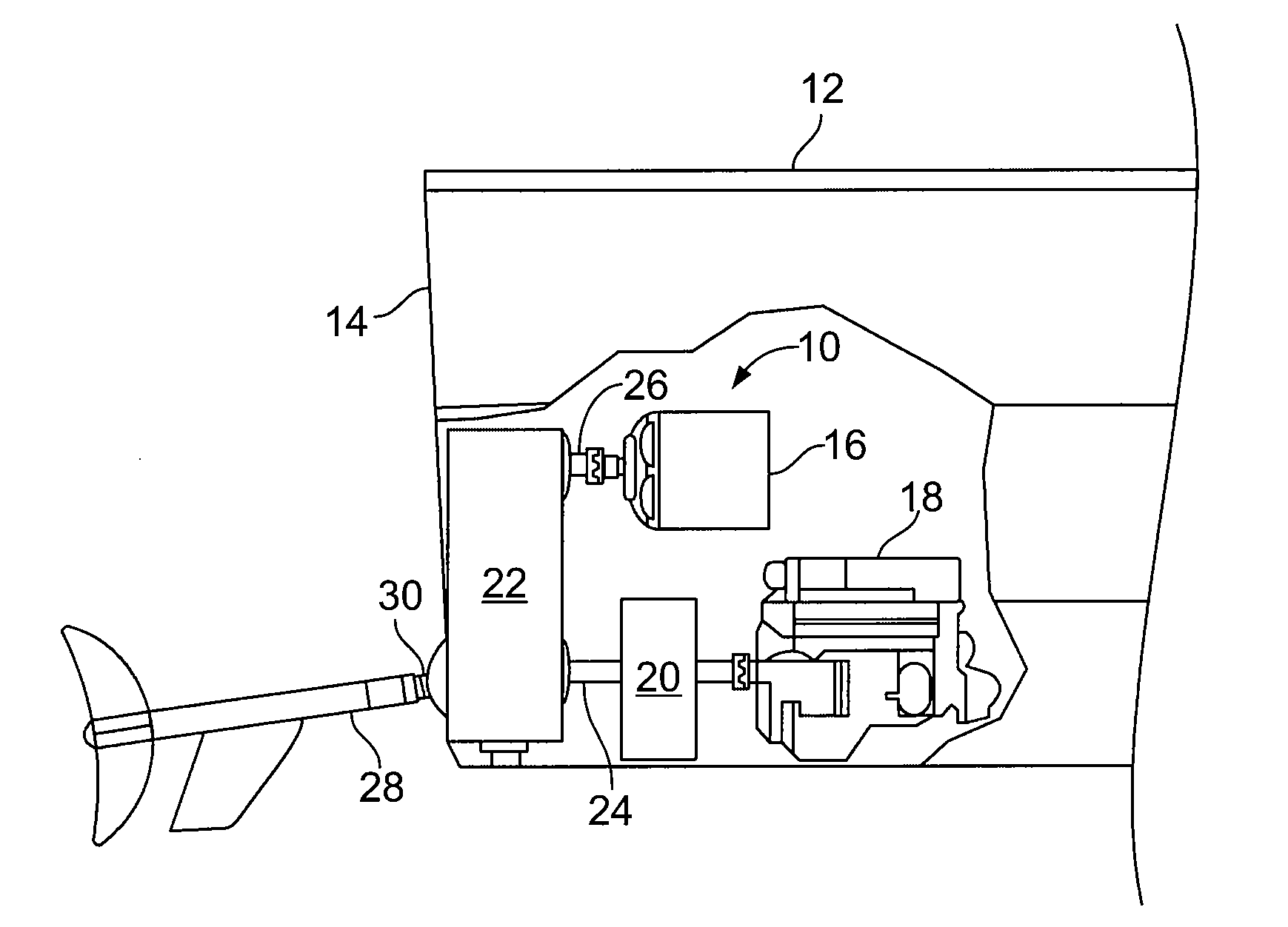 Two-Into-Two or One Hybrid Power Device for a Marine Vehicle