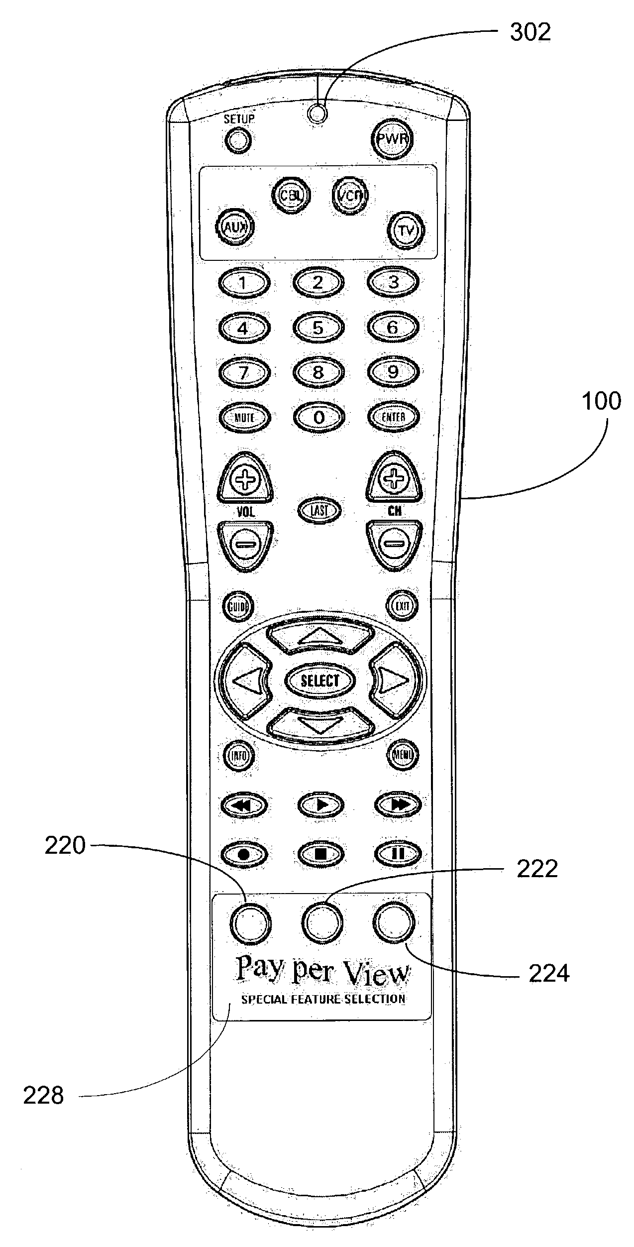 Remote control with selective key illumination