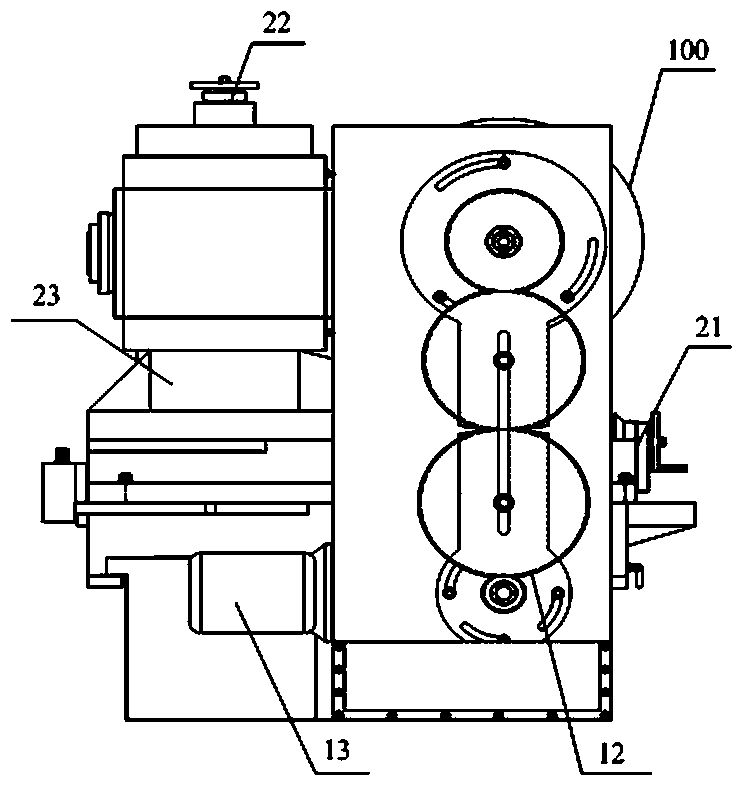Forced kinematic chain bevel gear variable intersection angle offset roller mill