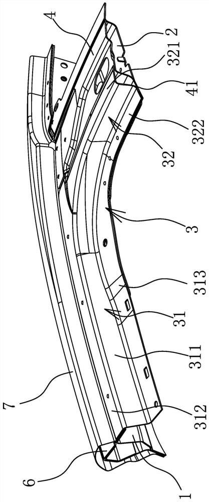 A connection structure of a front cross beam and a side wall assembly of an automobile roof