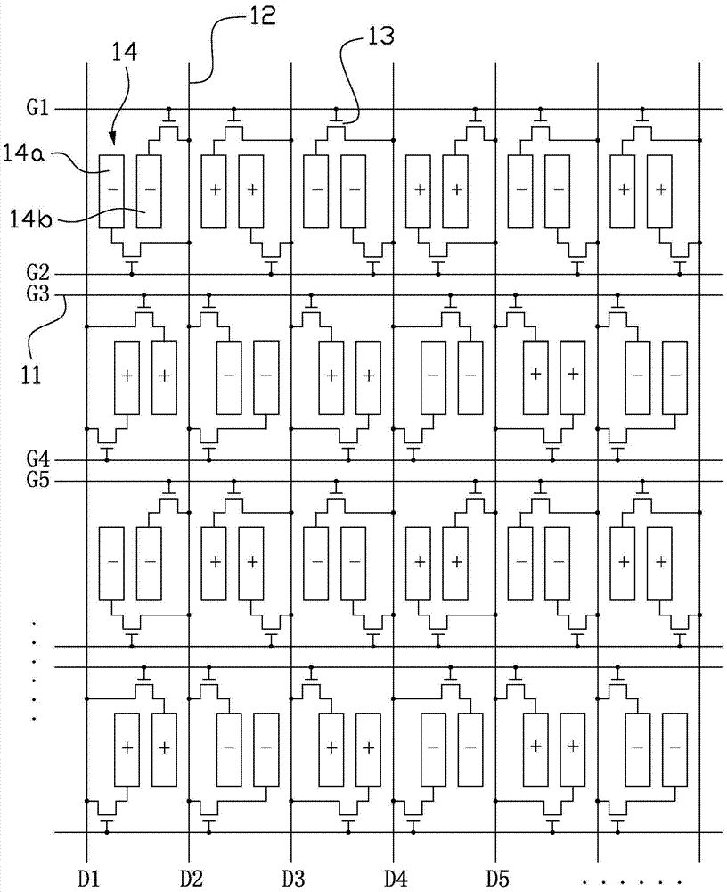 Double-scanning-line pixel array structure, display panel, display device and drive method thereof