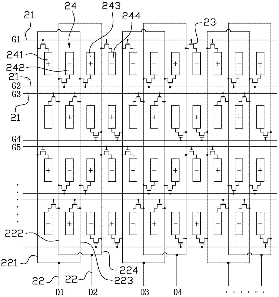 Double-scanning-line pixel array structure, display panel, display device and drive method thereof