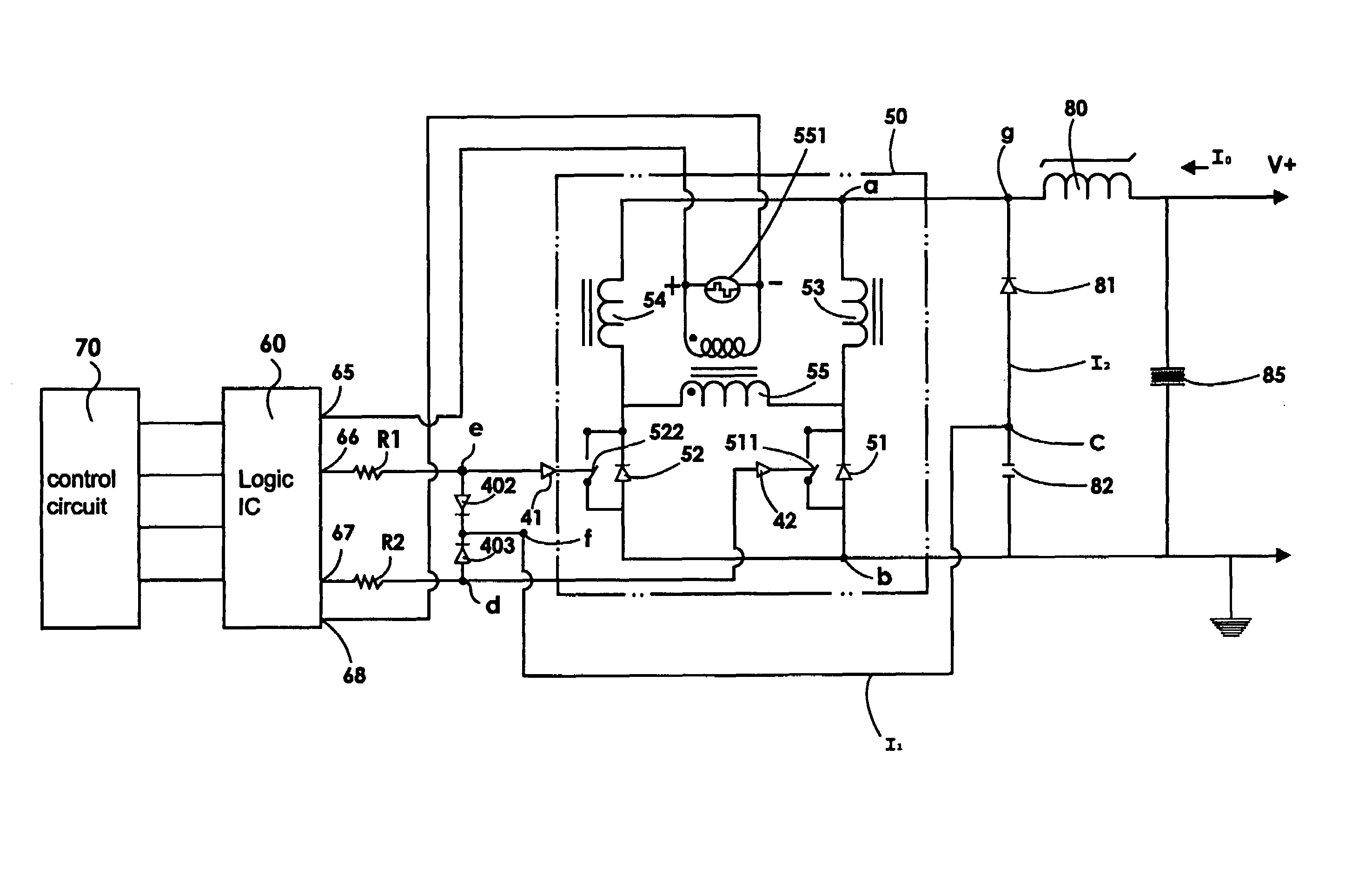 Synchronized rectifier filter control device for protecting a power supply from reverse current