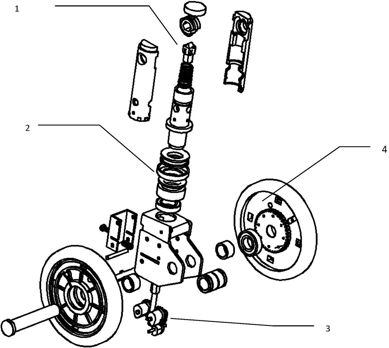 Connecting rod type central control caster control system