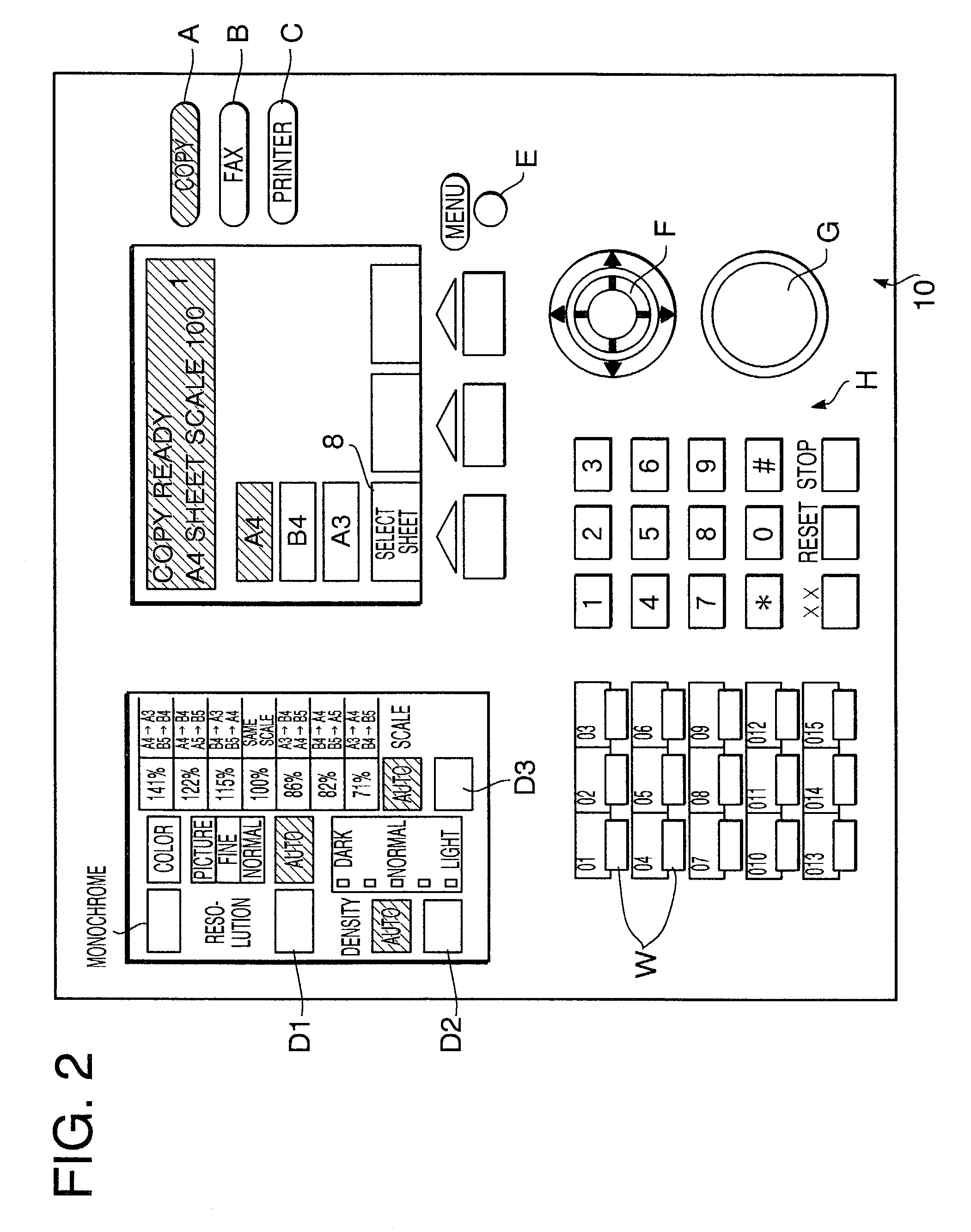 Recording apparatus with print function and copy function, including storing charges for each function