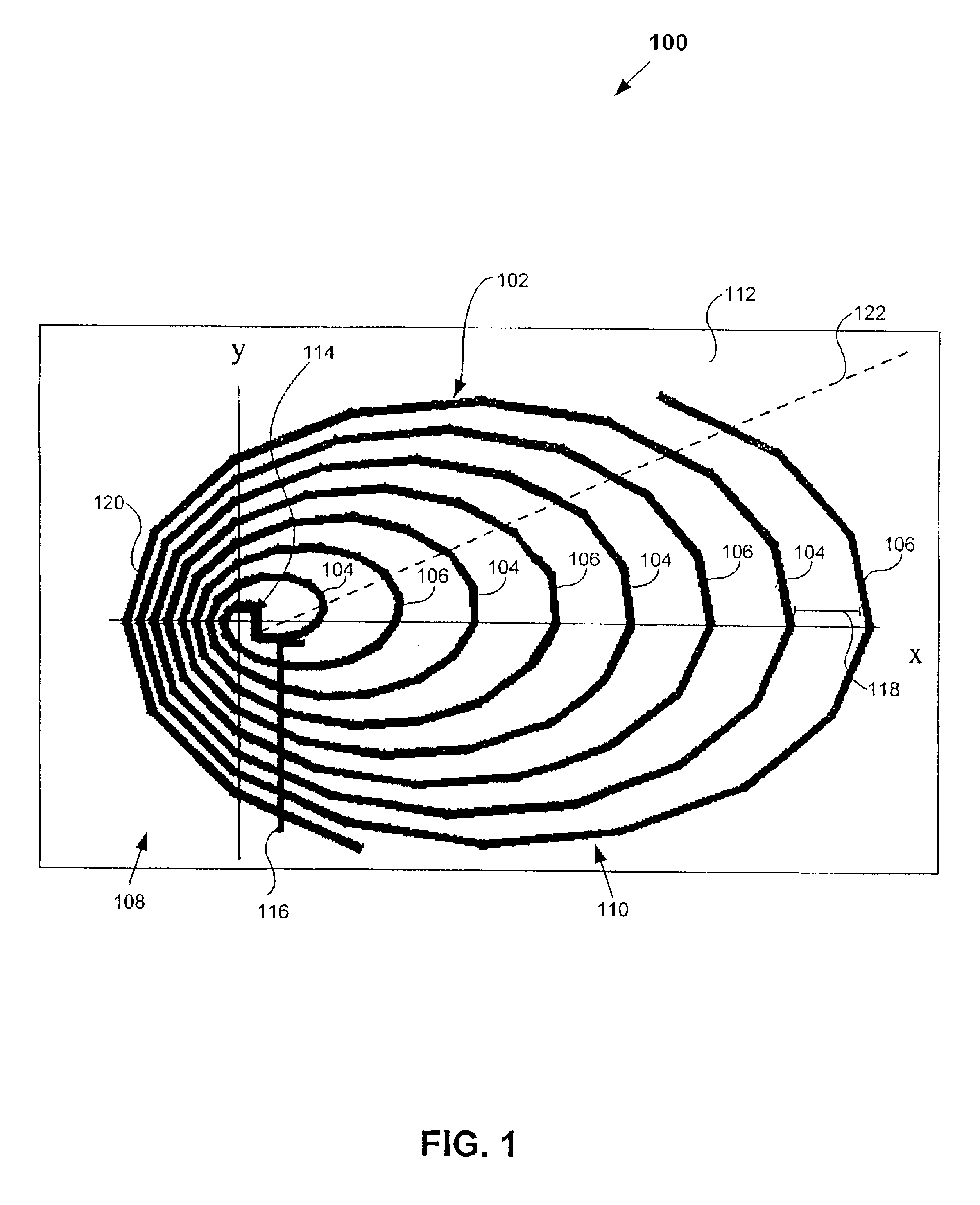 Eccentric spiral antenna and method for making same