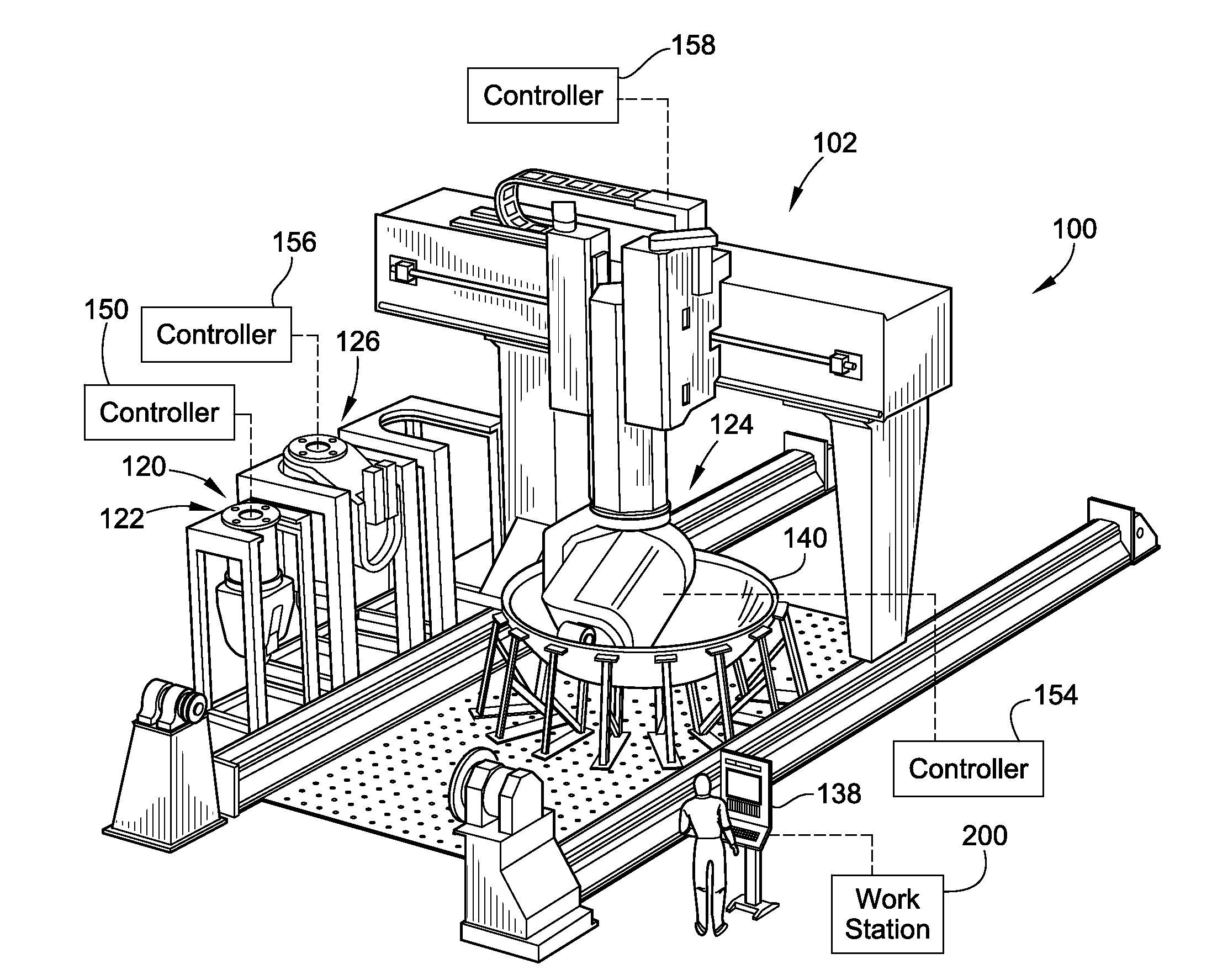 Manufacturing process and apparatus having an interchangeable machine tool head with integrated control