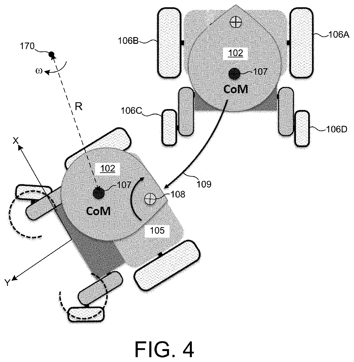 Service robot having movable center of mass