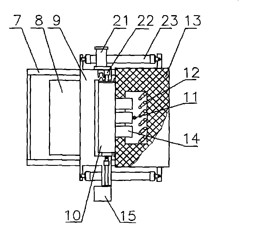 Testing device for high temperature thermal shock resistance of refractory material and application method thereof