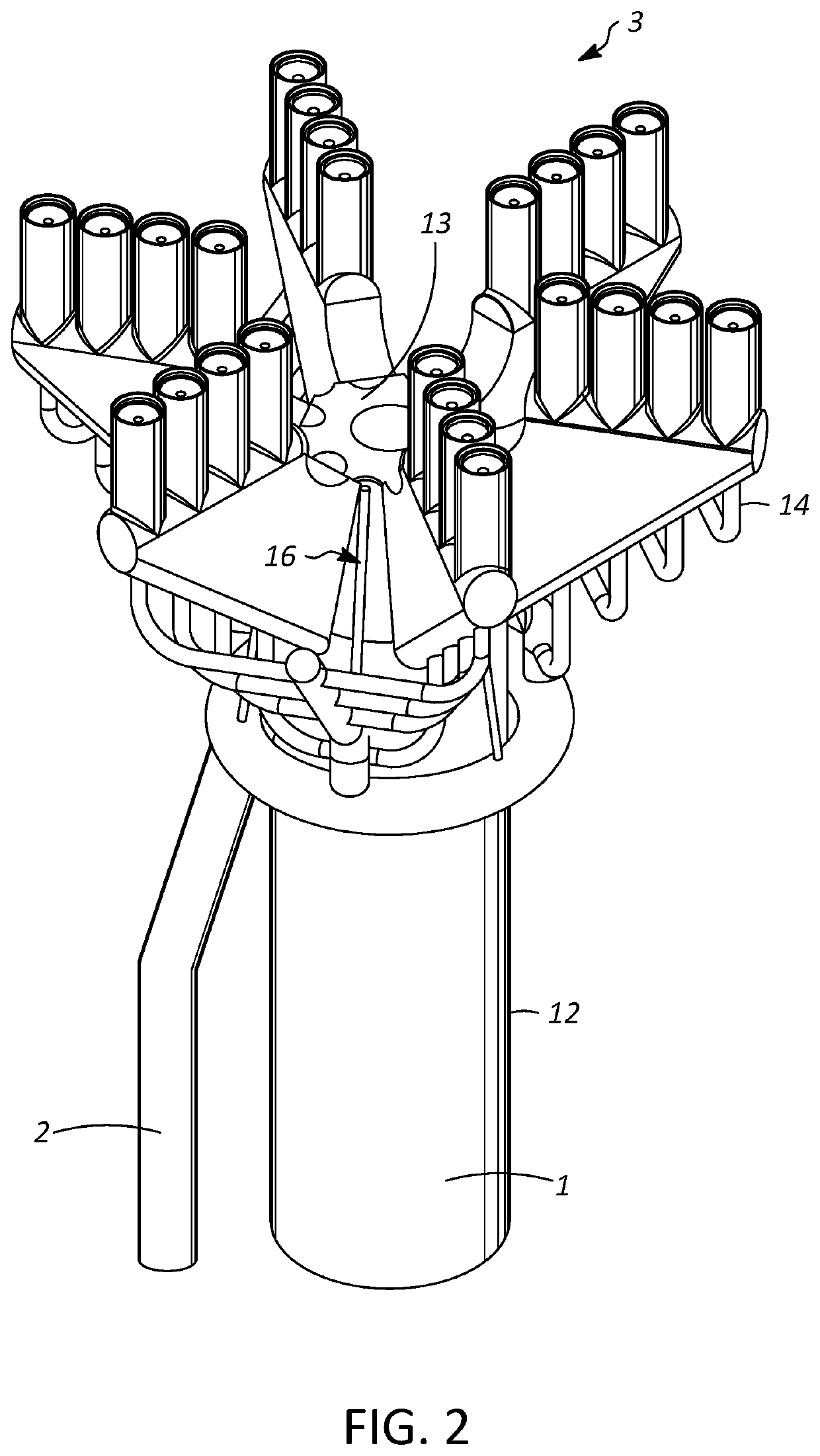 Staged steam waste gas flare