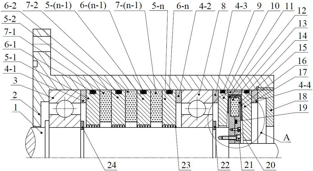 High-linear-speed rotating magnetic liquid sealing device with small radial size