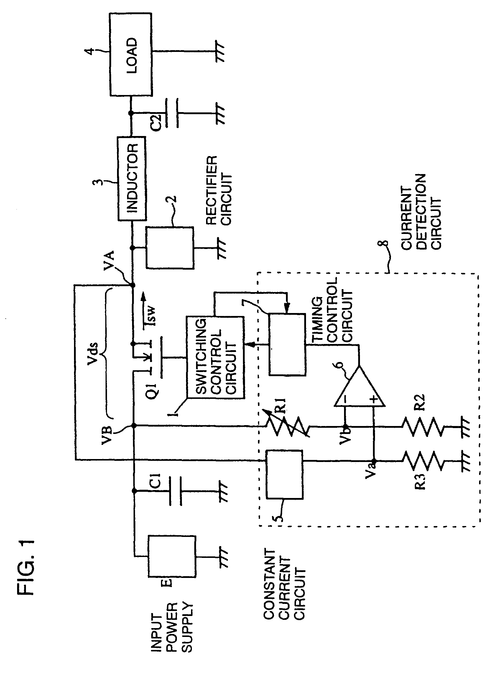 Switching power supply with overcurrent protection and method