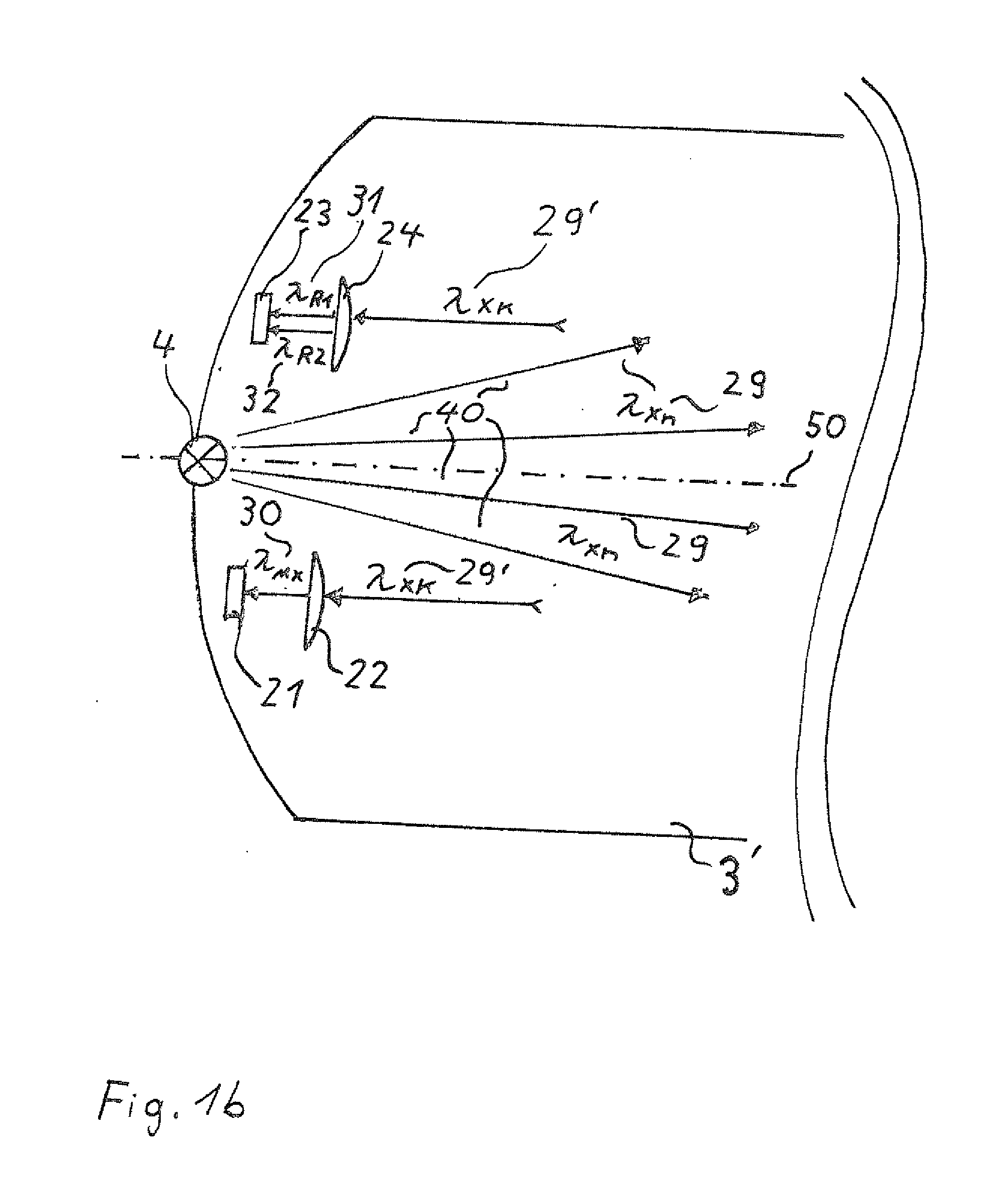 Device with a measurement arrangement for optical measurement of gases and gas mixtures, with compensation of environmental effects