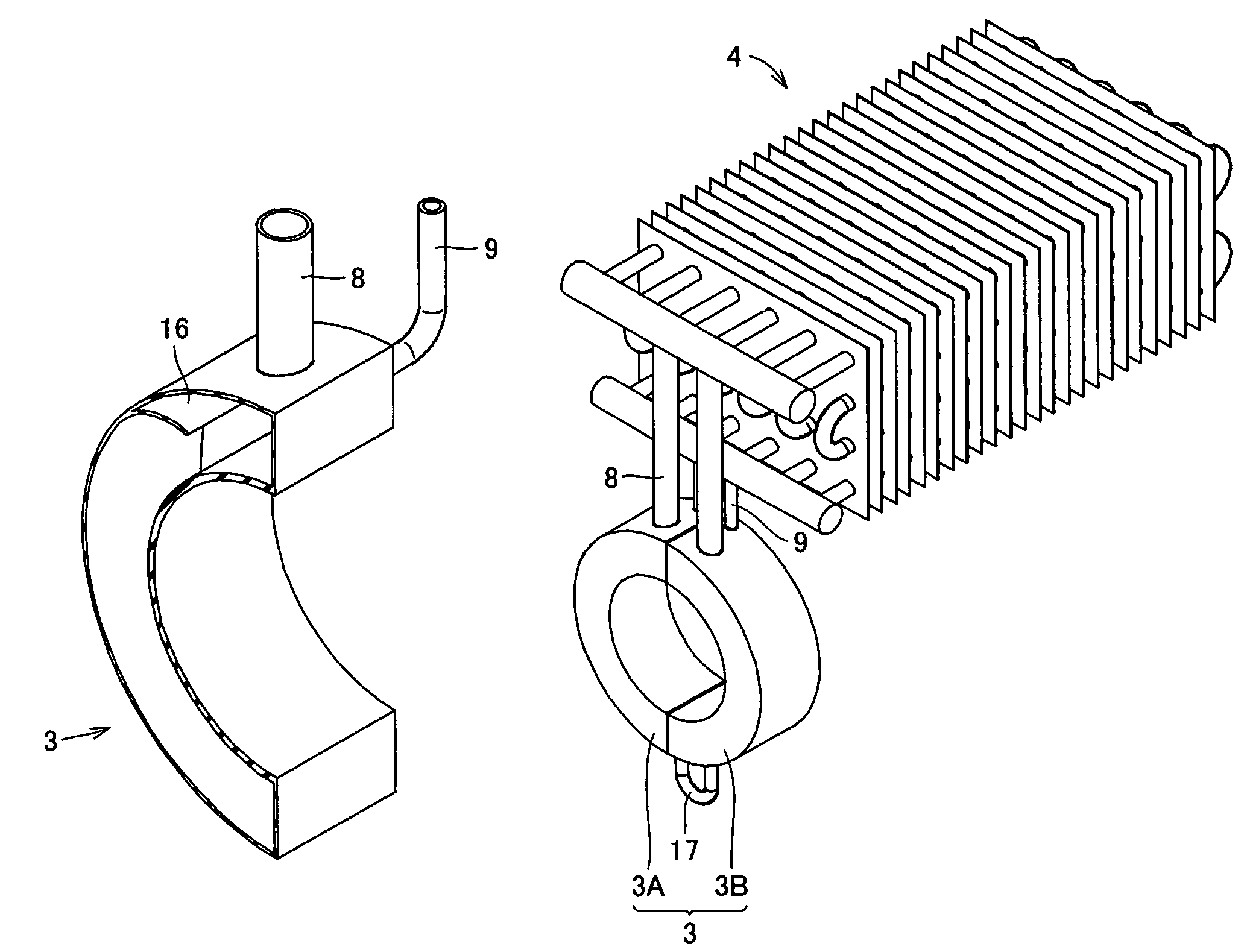 Loop type thermo syphone, heat radiation system, heat exchange system, and stirling cooling chamber