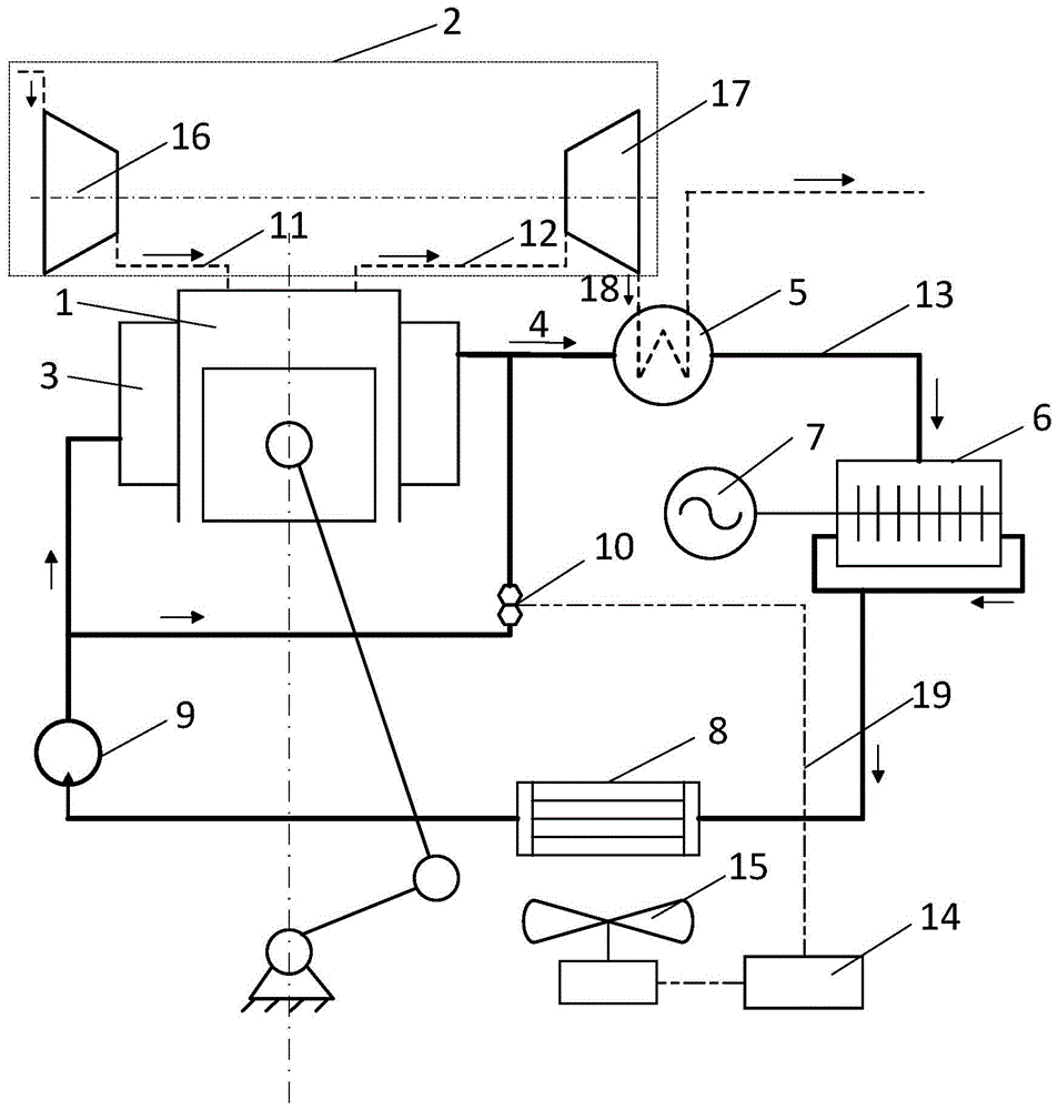 A low-quality waste heat recovery device for an engine