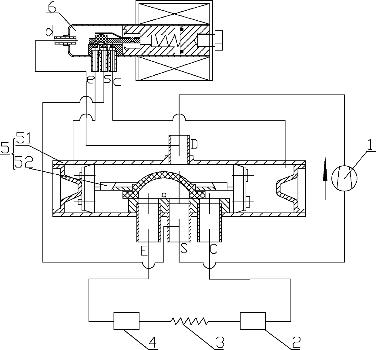 Air-conditioning reversing valve and air-conditioning system