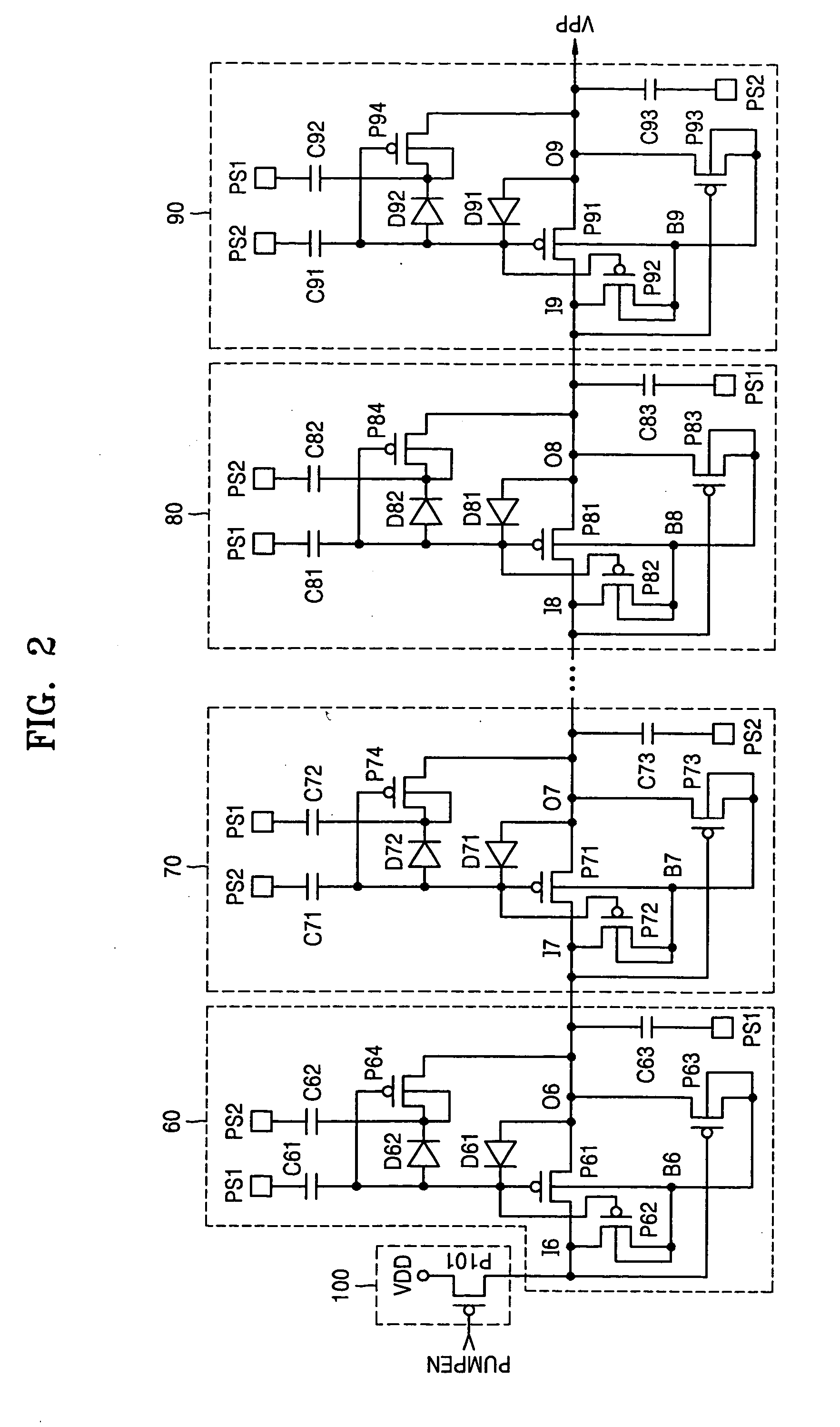 Charge pump circuit having high charge transfer efficiency