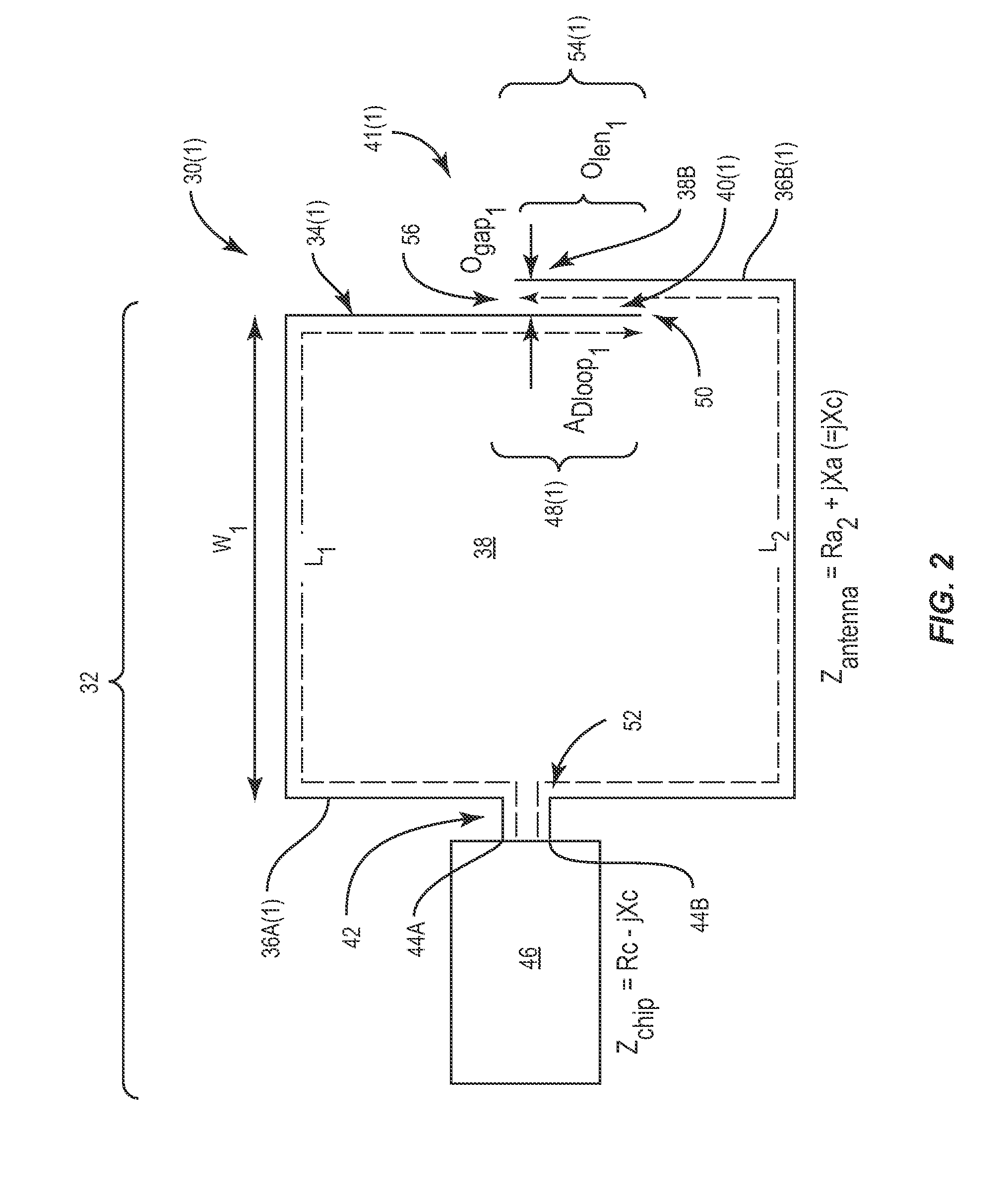 Discontinuous loop antennas suitable for radio-frequency identification (RFID) tags, and related components, systems, and methods