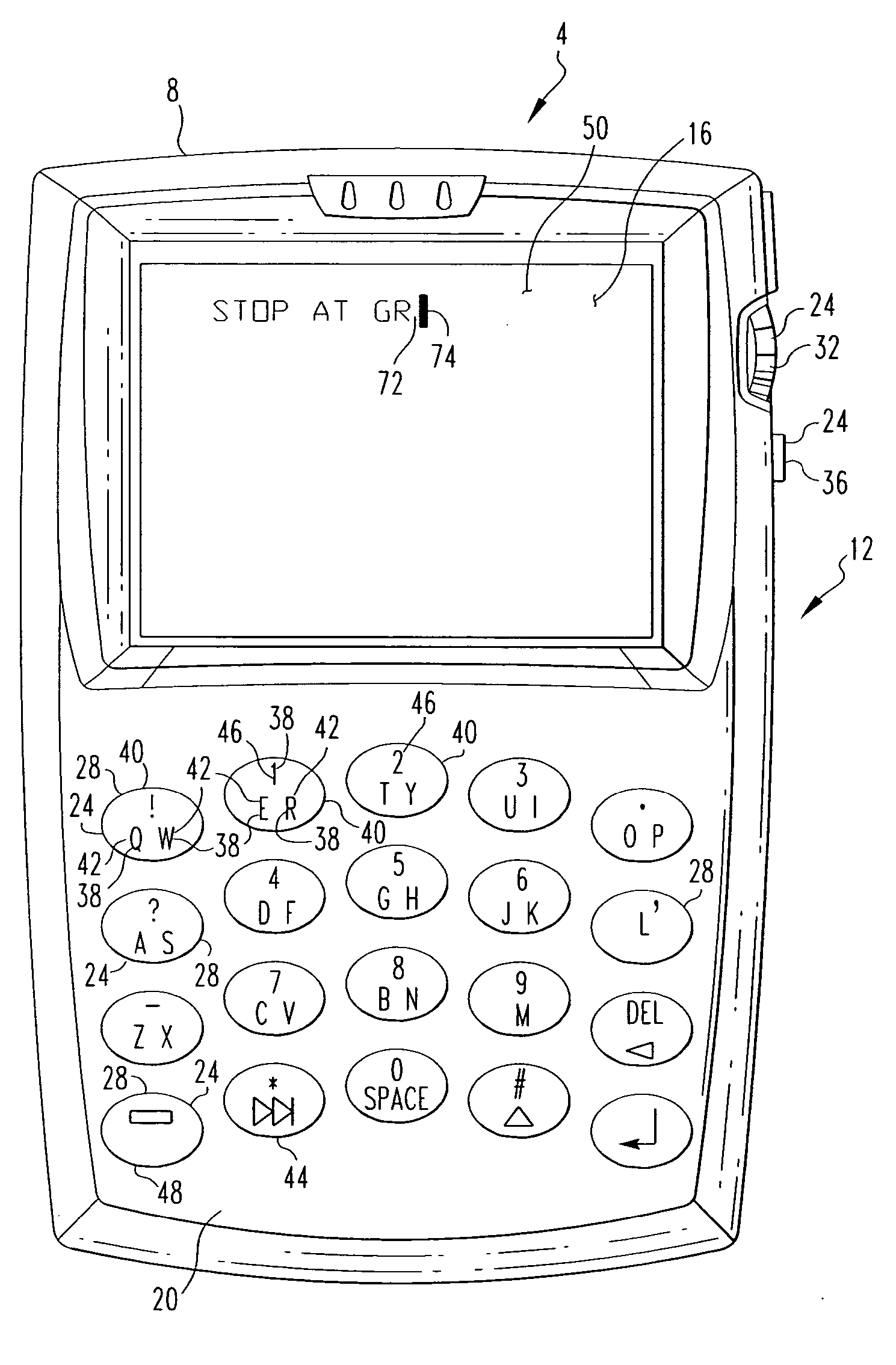 Handheld electronic device providing visual indication of input routine, and associated method