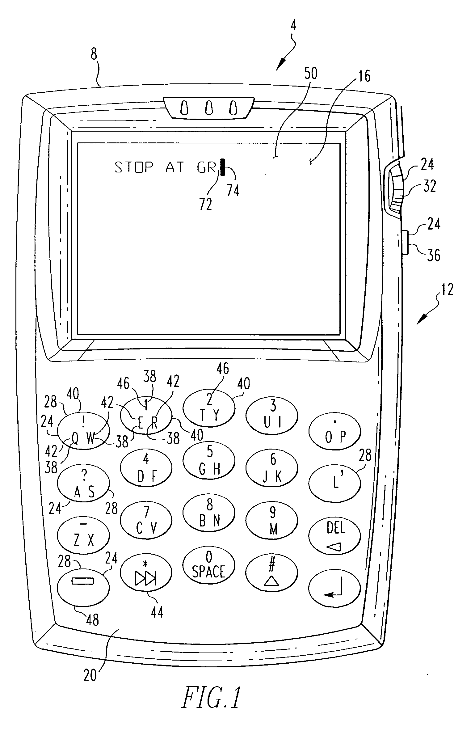 Handheld electronic device providing visual indication of input routine, and associated method