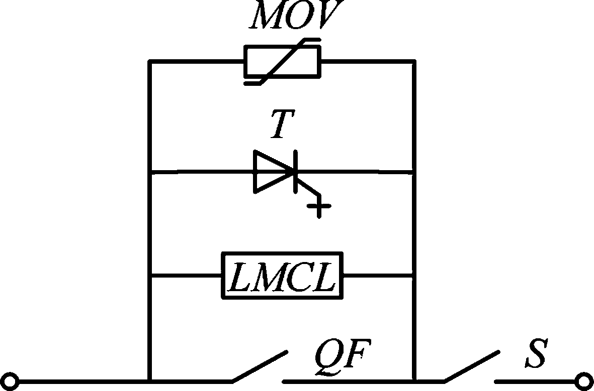 Medium voltage large capacity hybrid DC circuit breaker and current limiting breaking method