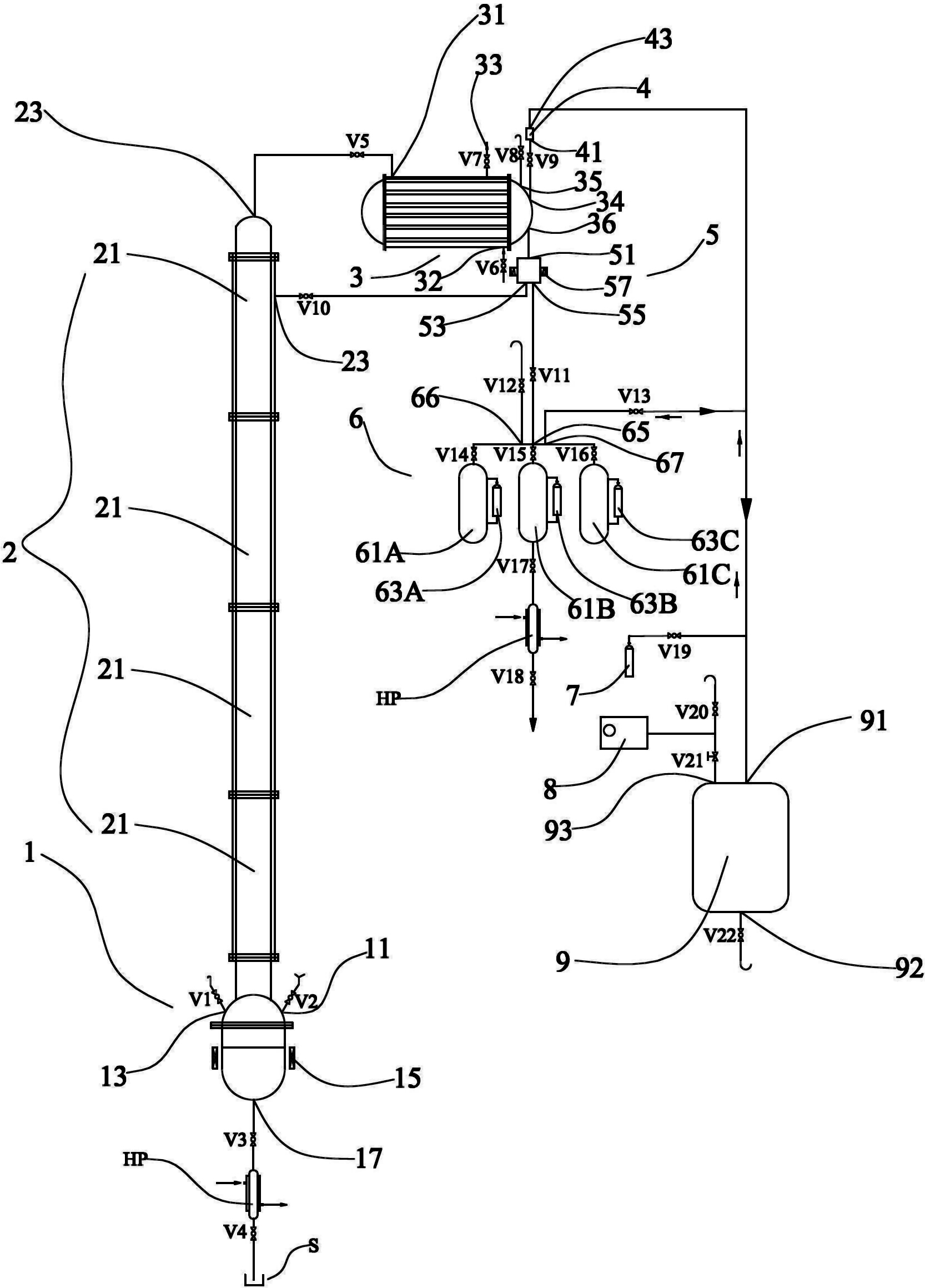 Trimethyl gallium purification system and purification method