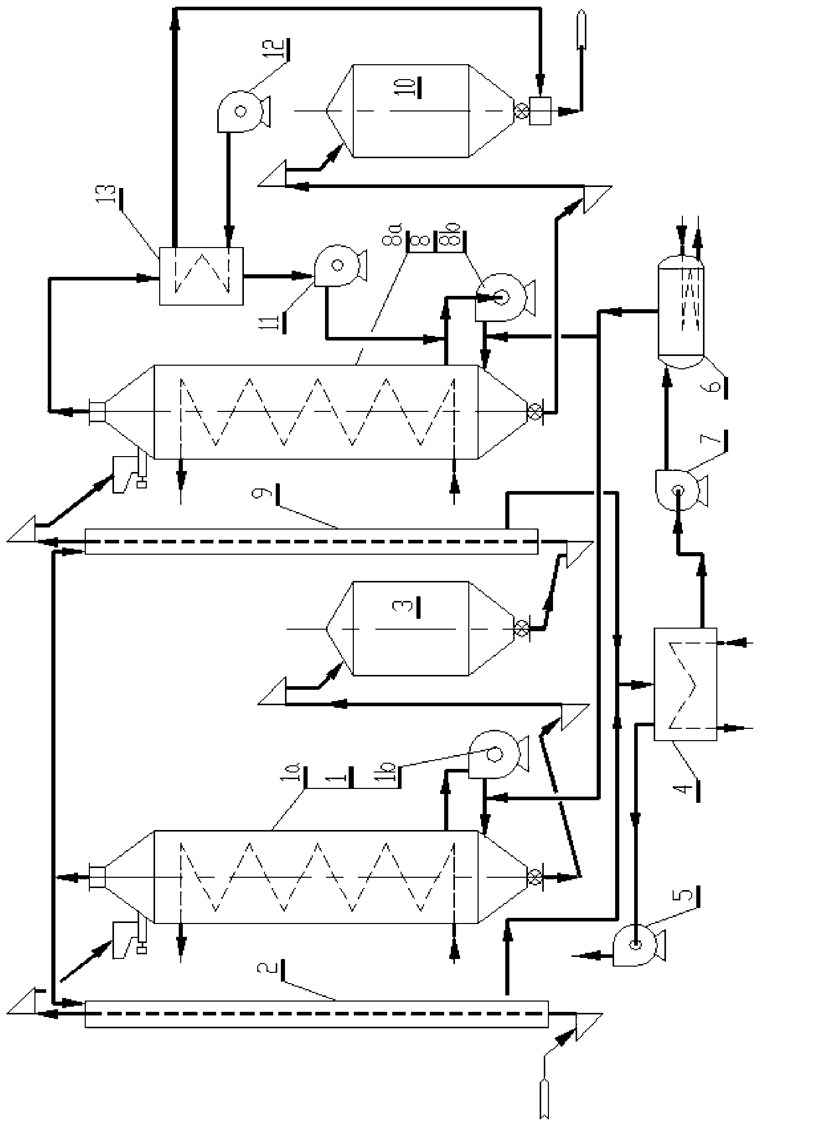 Process method for rapidly drying grains through countercurrent gas flow