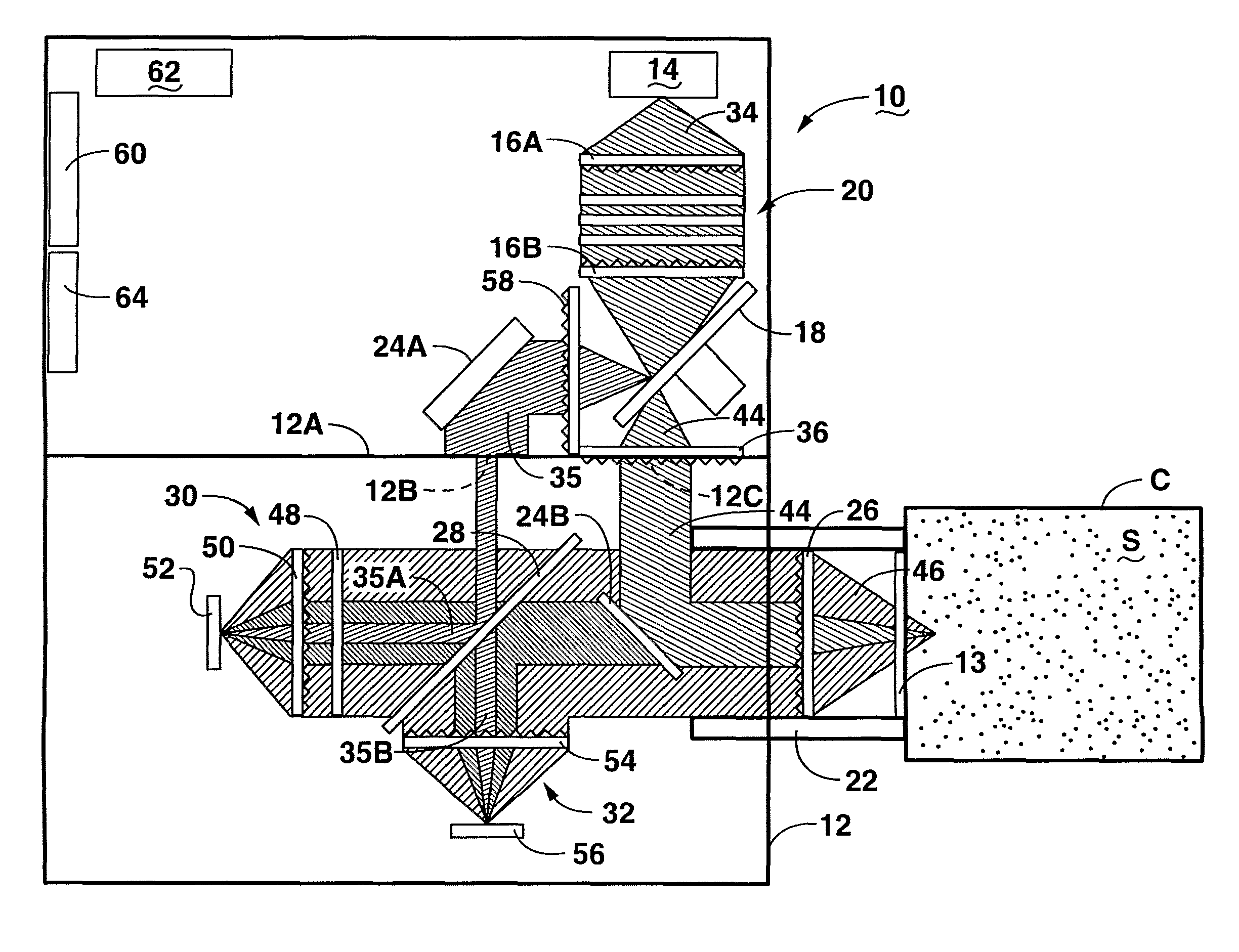Optical analysis system and elements to isolate spectral region