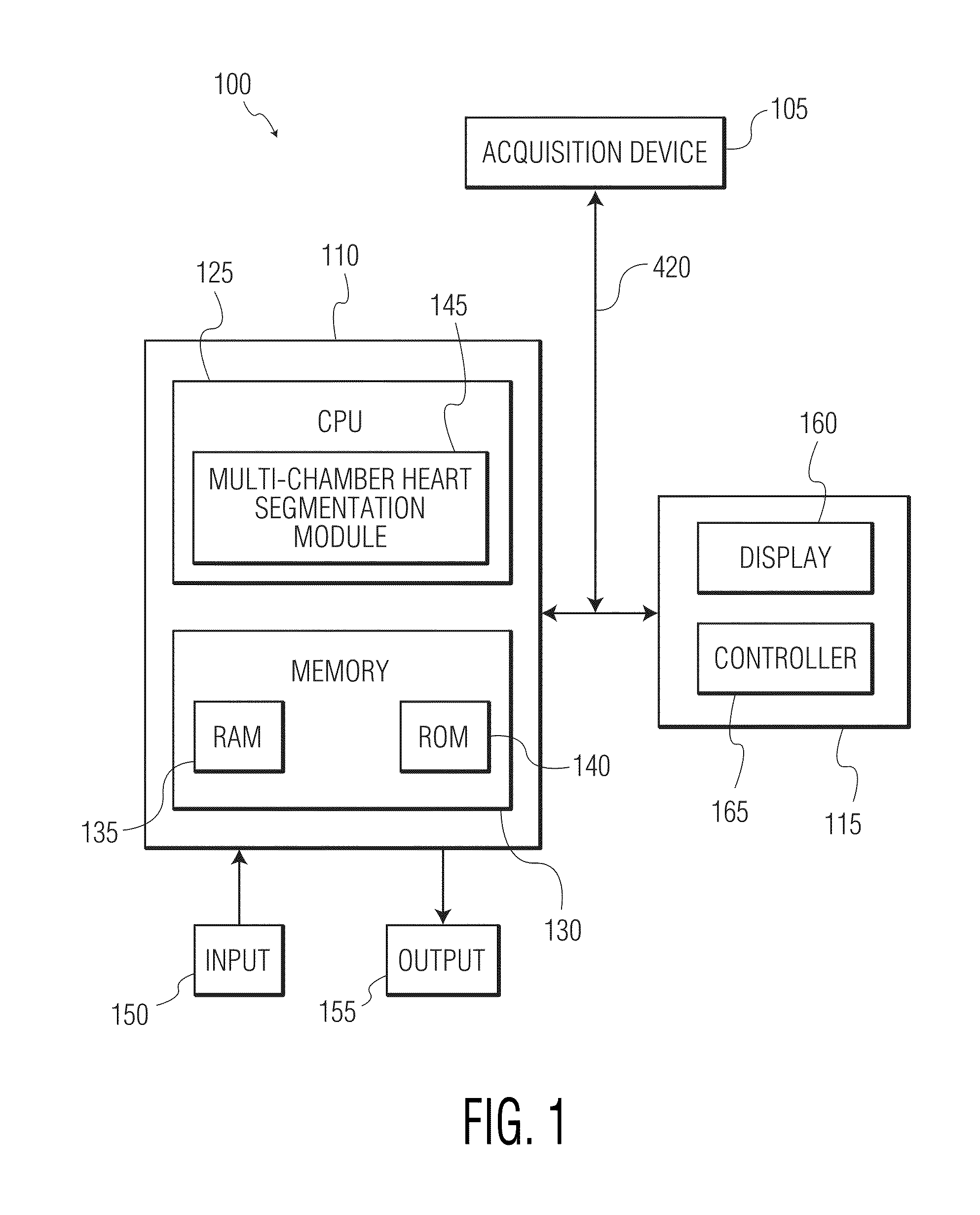 System and method for segmenting chambers of a heart in a three dimensional image