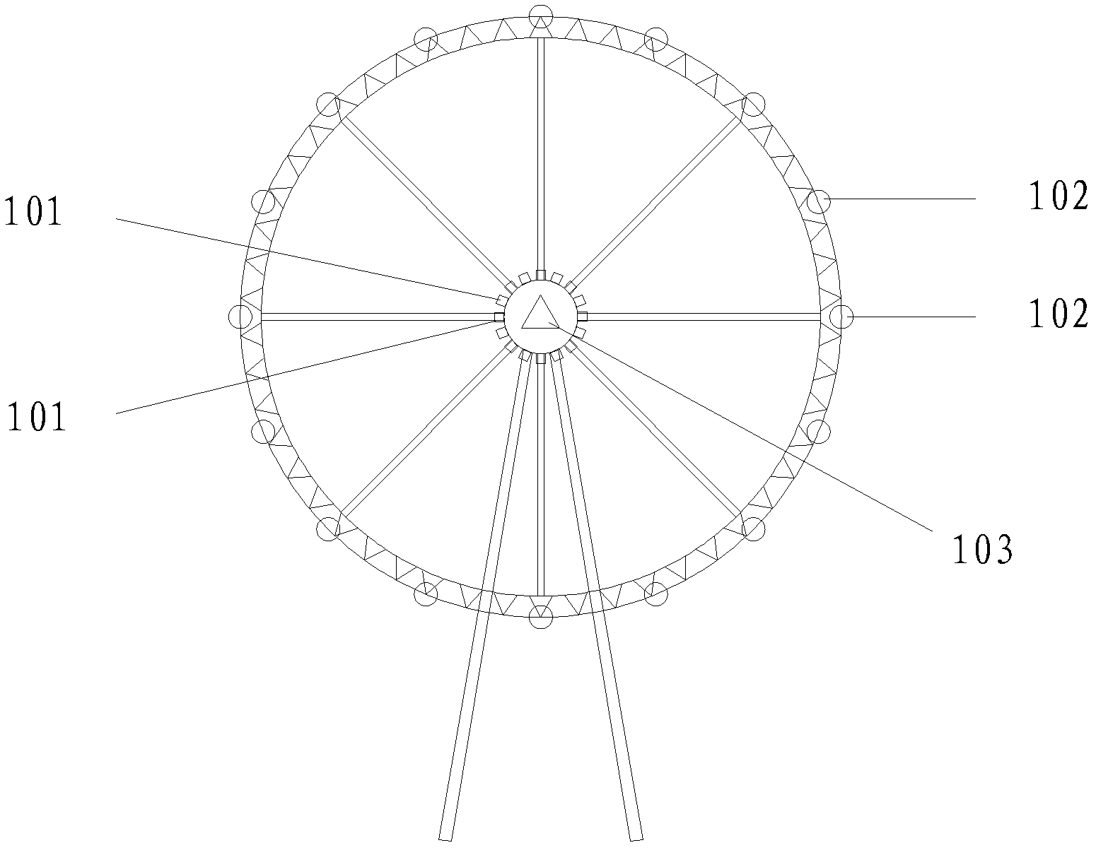 Ferris wheel radial structure measurement device and measurement method thereof