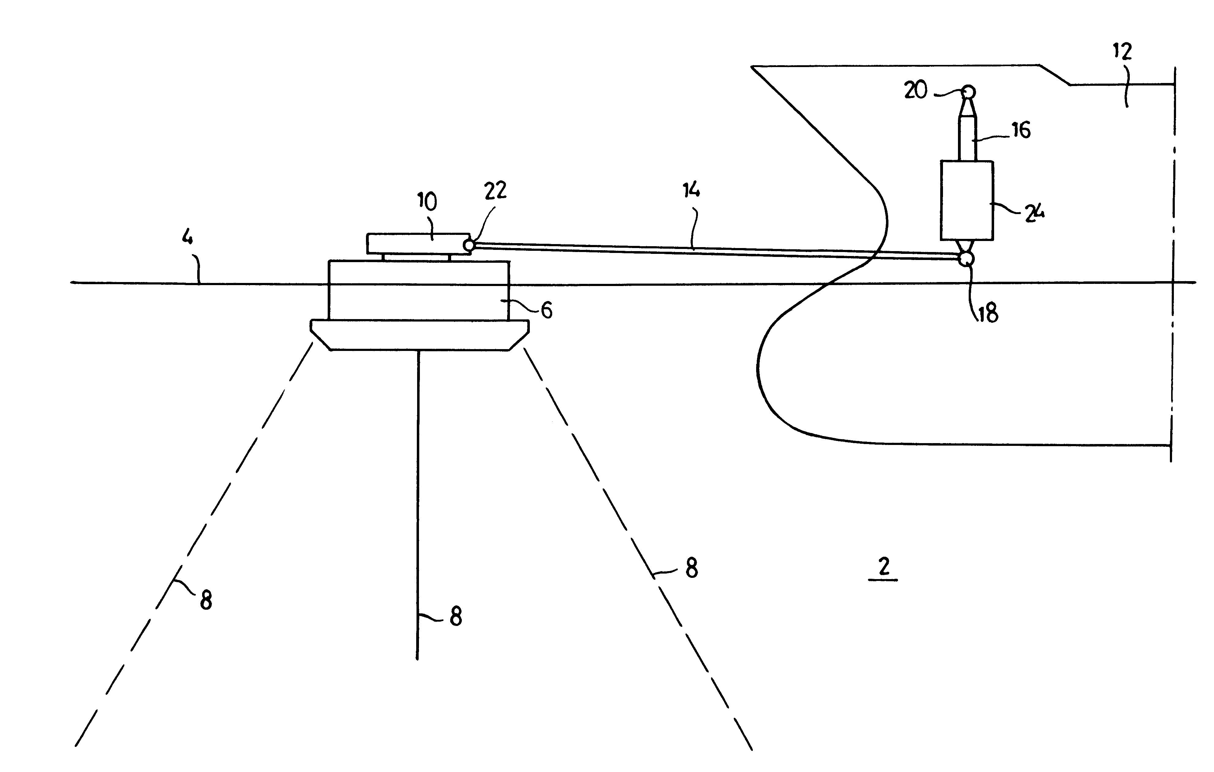 Mooring assembly for mooring a body, floating on a water mass