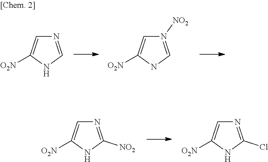Process for production of 2-chloro-4-nitroimidazole derivatives