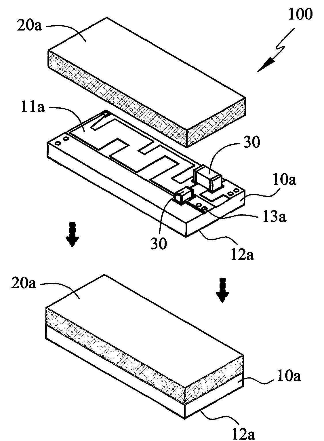 Packaging structure used for integrating surface adhesive type assembly