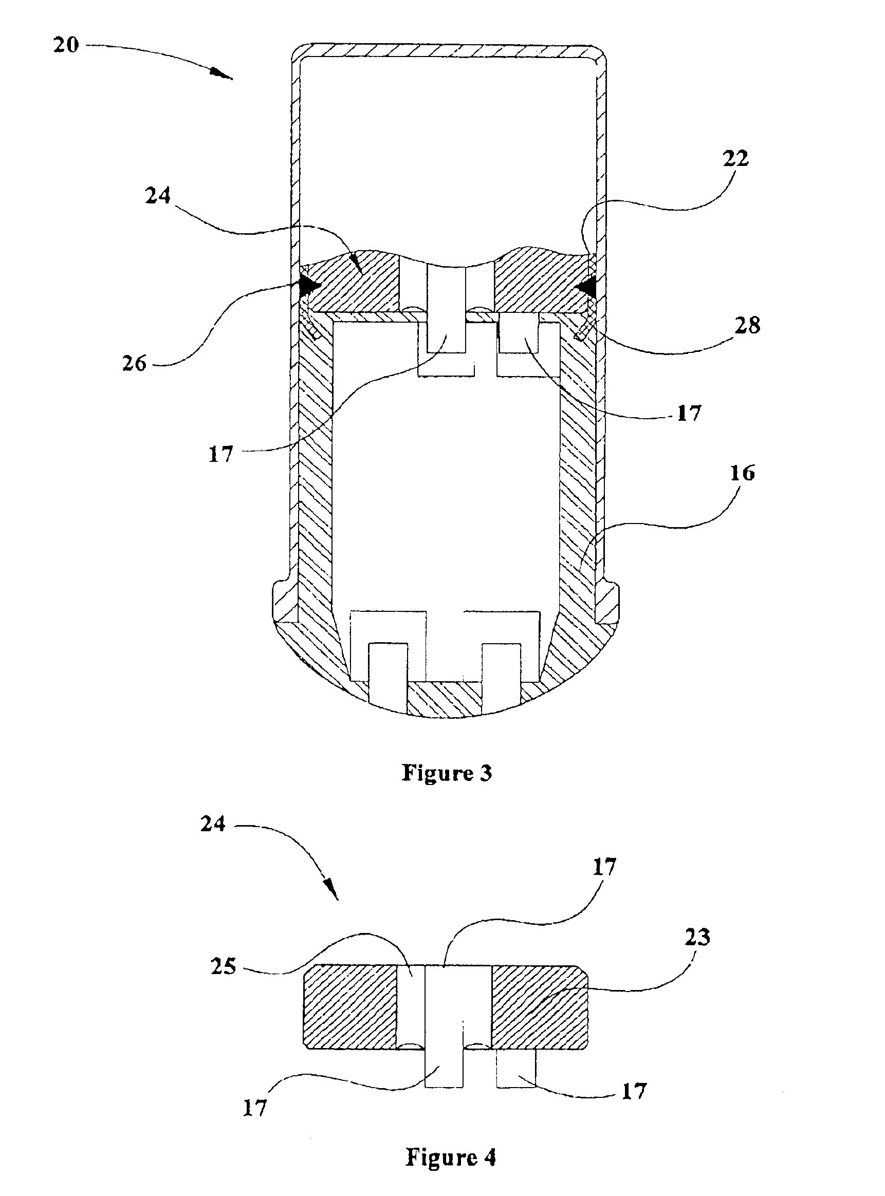 Pyrotechnic initiator having output can with encapsulation material retention feature