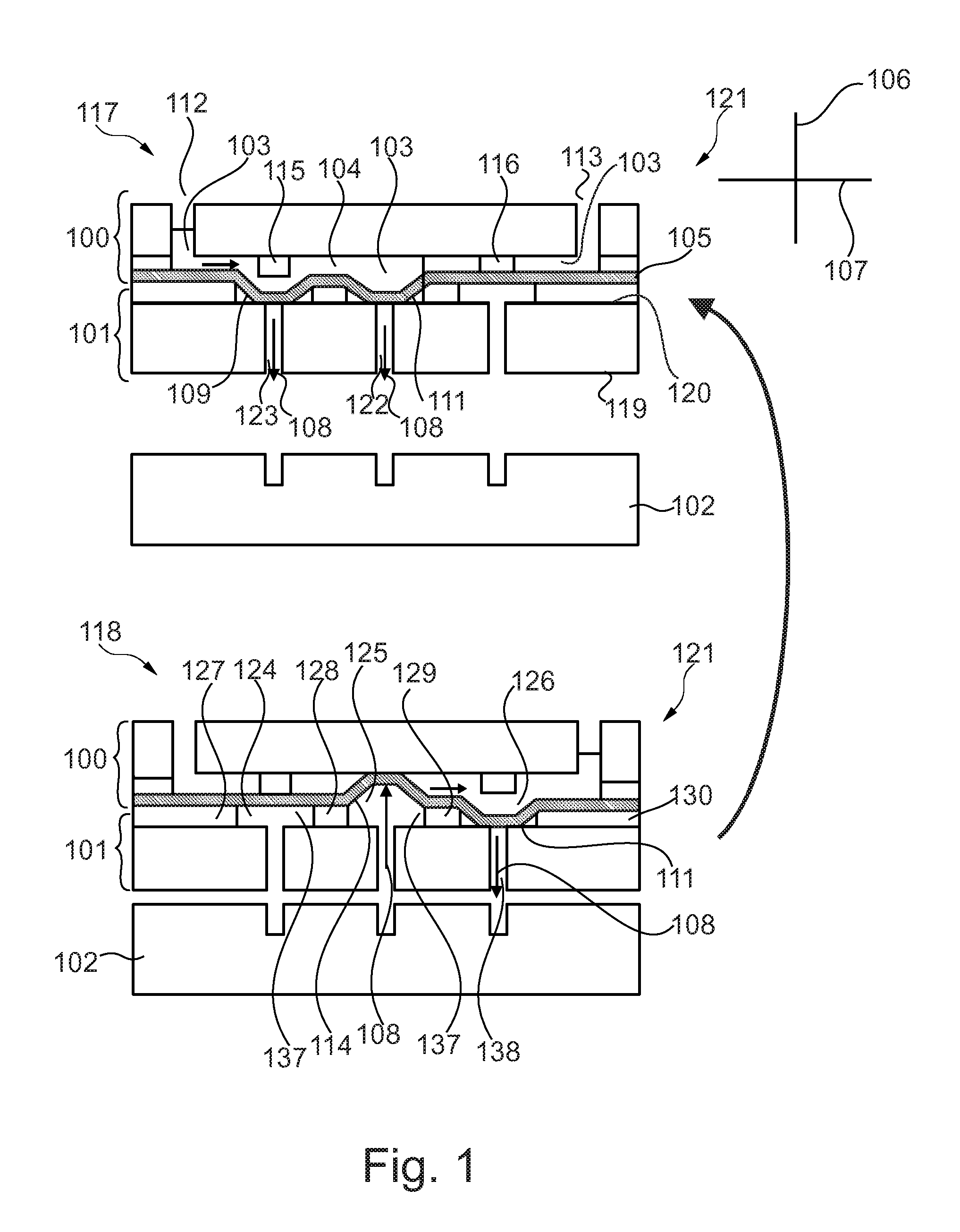 Microfluidic cartridge with parallel pneumatic interface plate