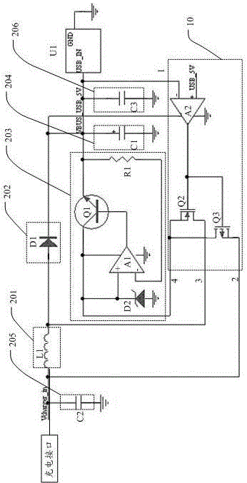 A voltage regulator circuit for charging
