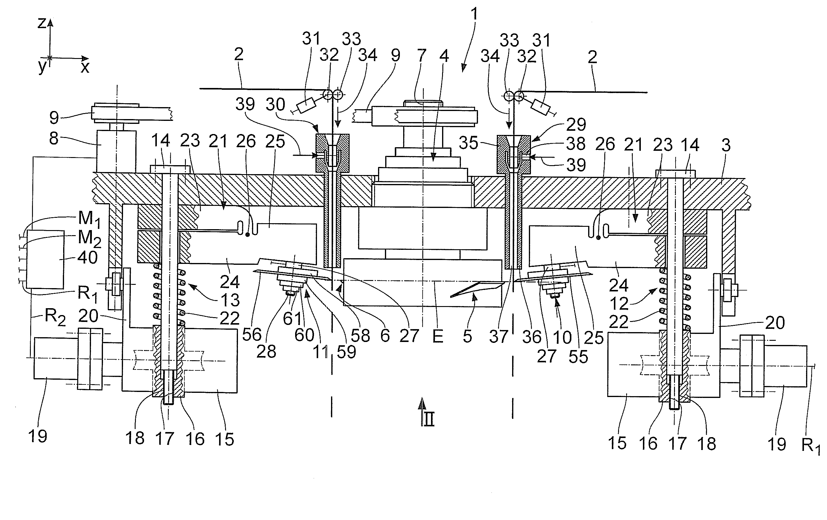 Cutting device for shear-cutting of fibre strands